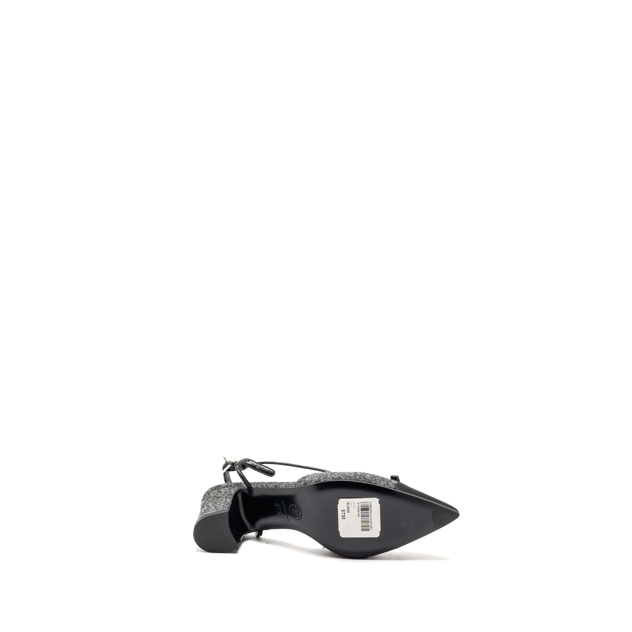 CHANEL CAP TOE CC SLINGBACK PUMPS TWEED GREY/BLACK