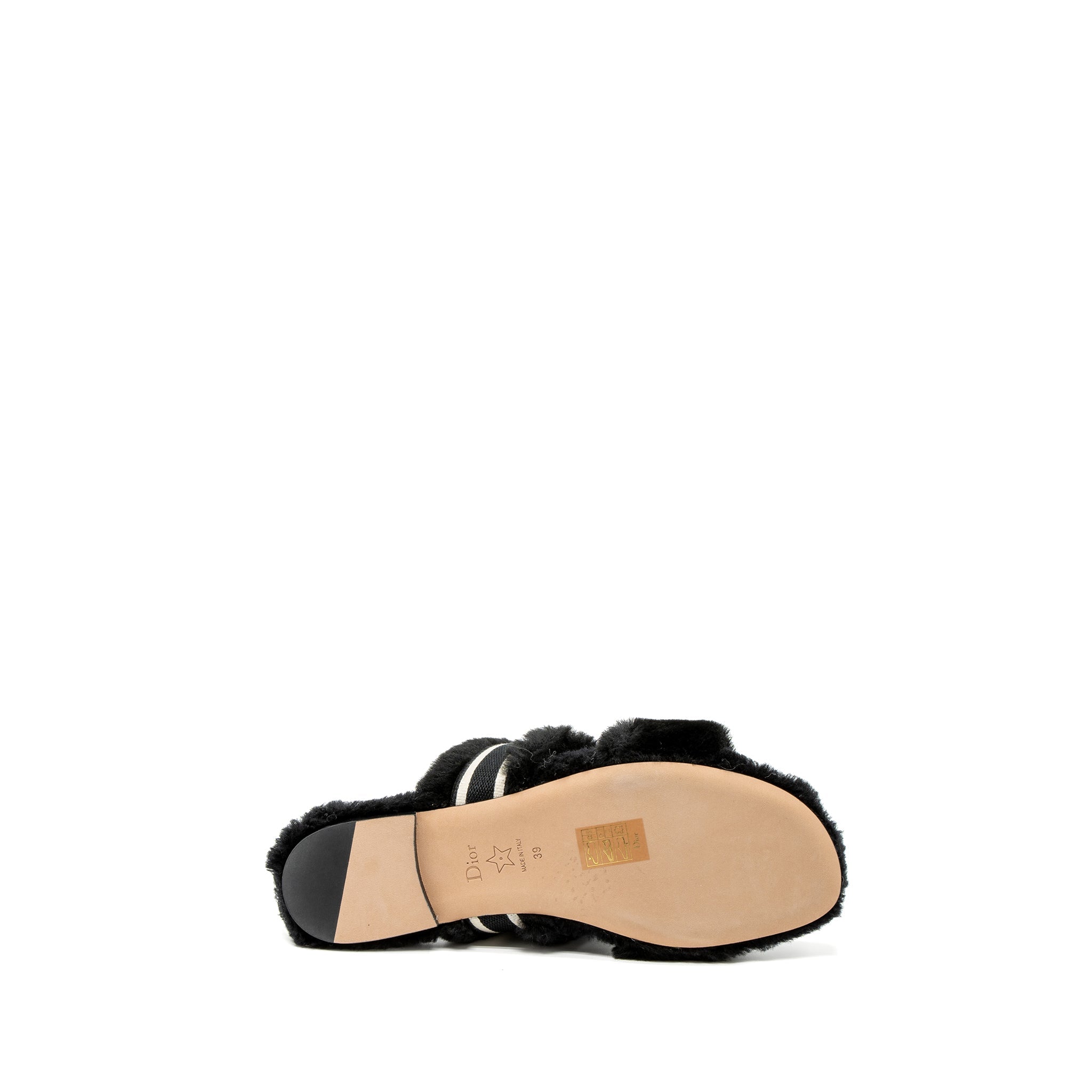 DIOR CHEZ MOI SANDALS SHEARLING BLACK