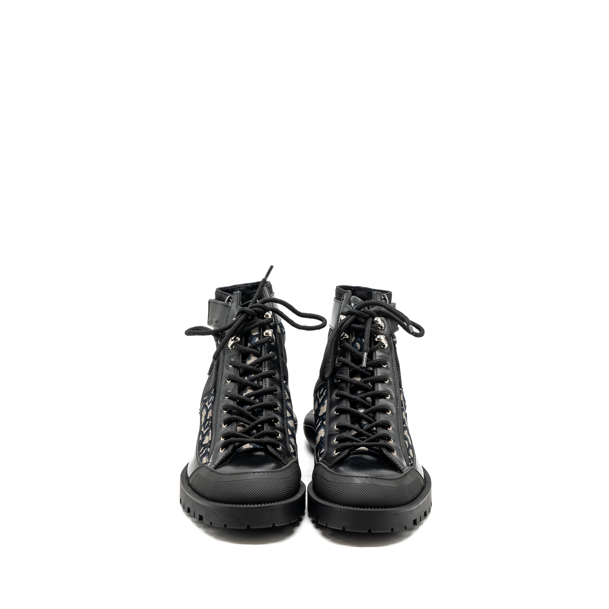 DIOR COMBAT MID TOP BOOTS DIOR BLUE OBLIQUE BLACK SHW