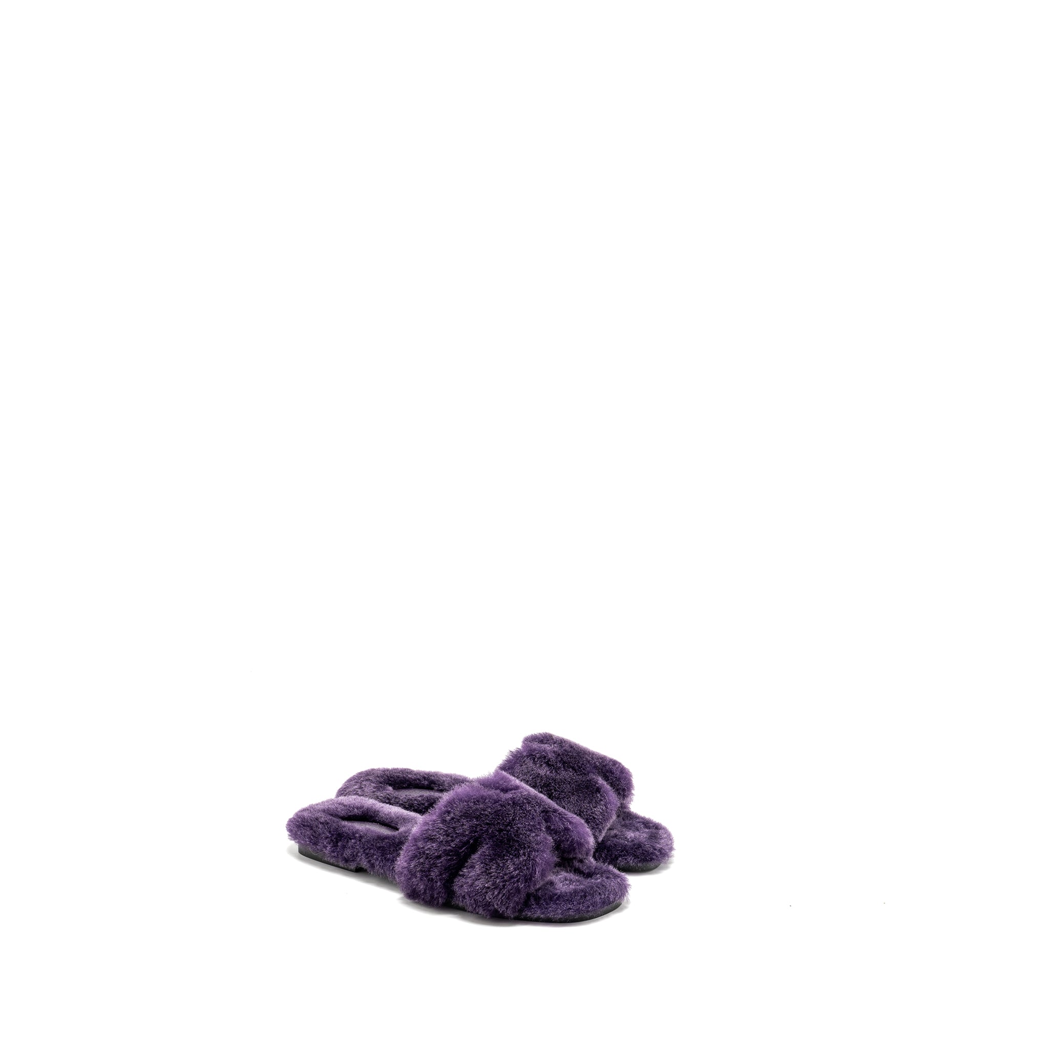 HERMES ORAN SANDAL SHEARLING PURPLE