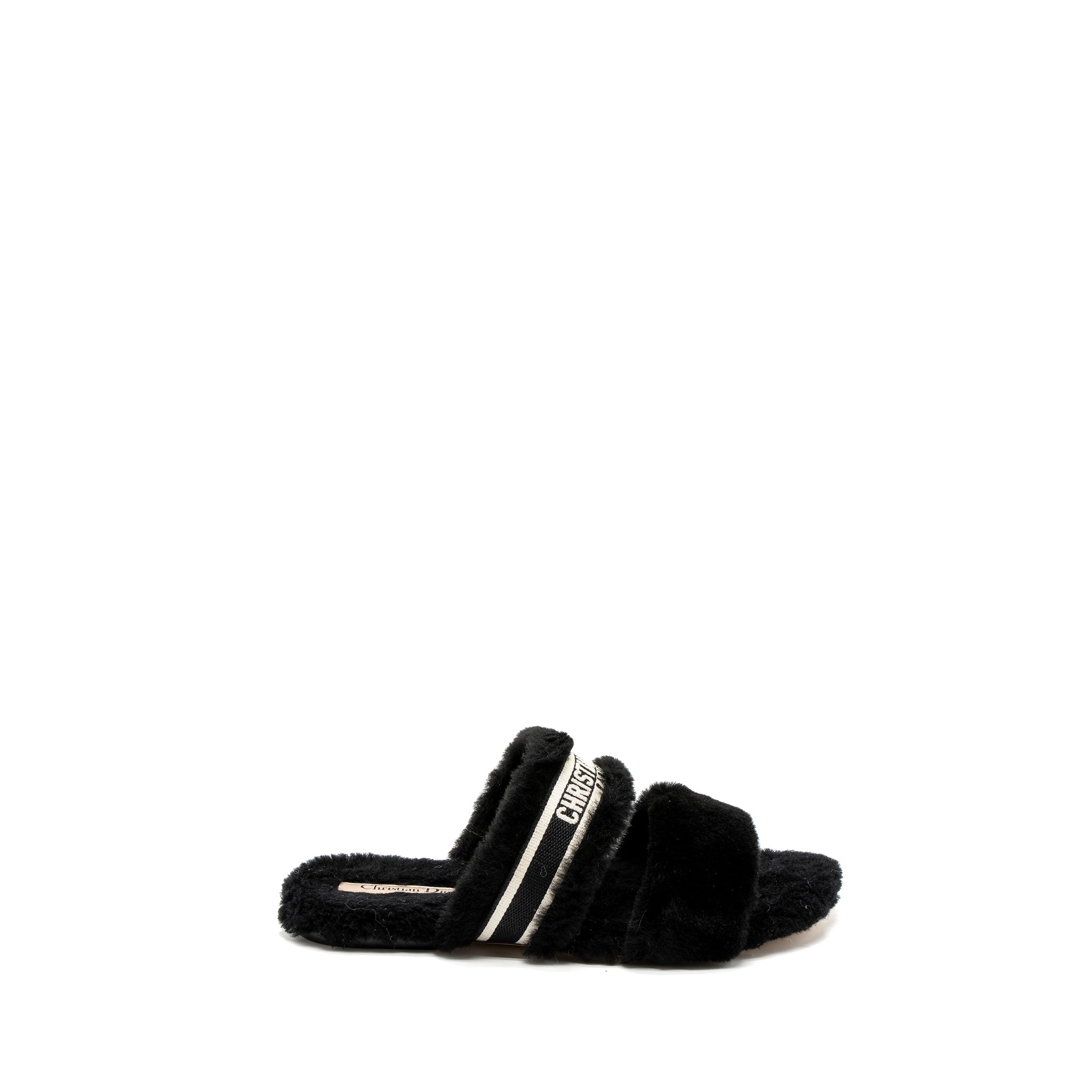 DIOR CHEZ MOI SANDALS SHEARLING BLACK