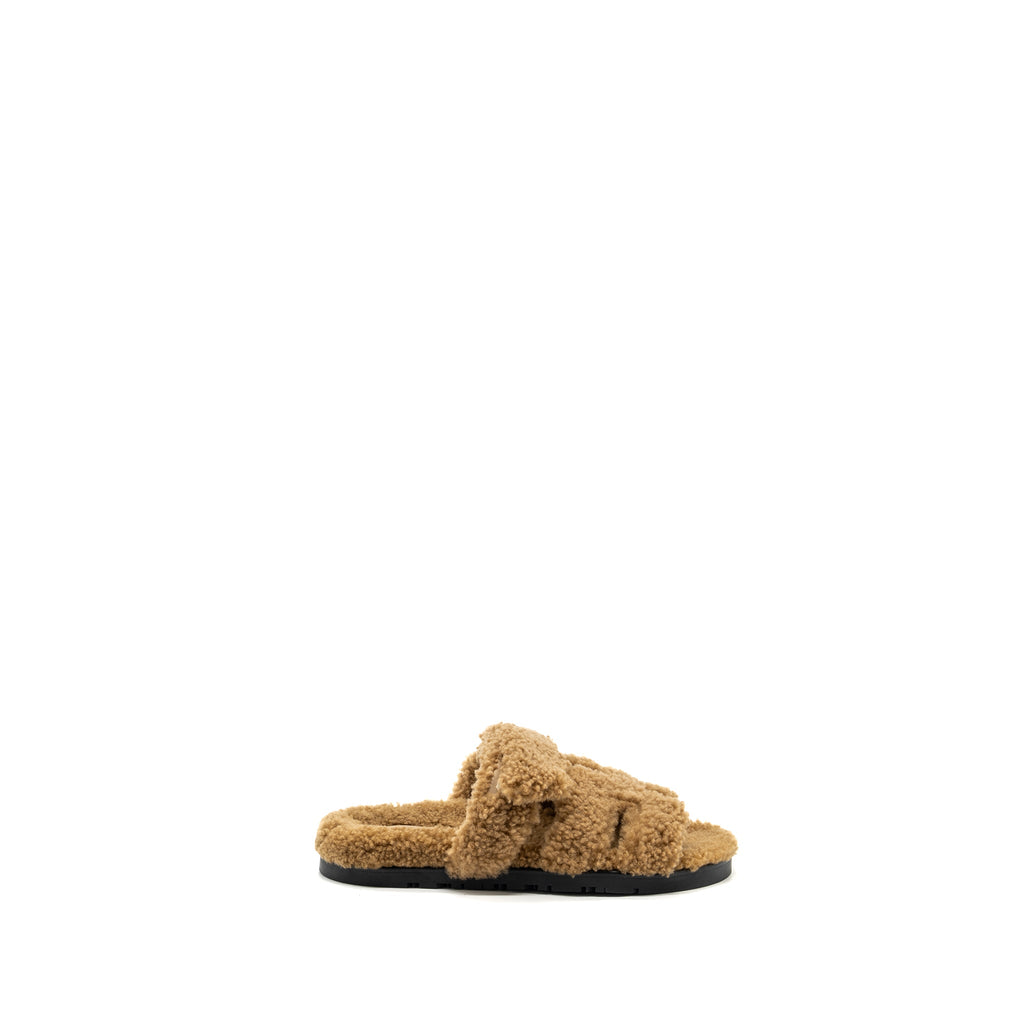 HERMES CHYPRE SANDALS PEAU LAINEE MER BEIGE ARGYLE