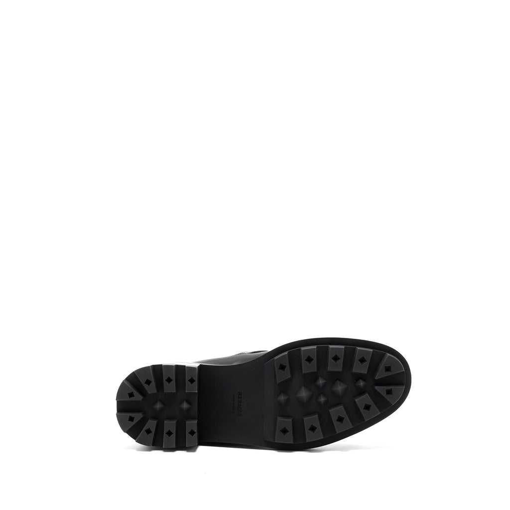 HERMES FUNK ANKLE BOOT GLAZED CALFSKIN BLACK SHW