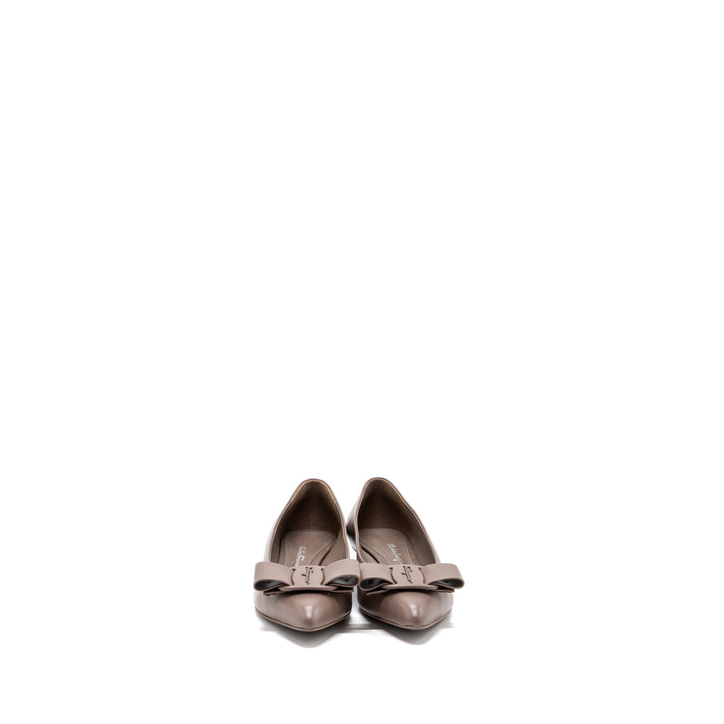 FERRAGAMO VIVA BALLERINAS NAPPA CALFSKIN GREY