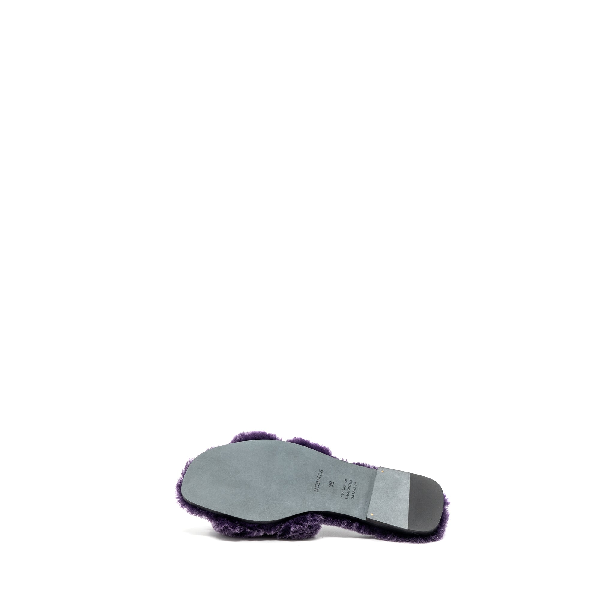 HERMES ORAN SANDAL SHEARLING PURPLE