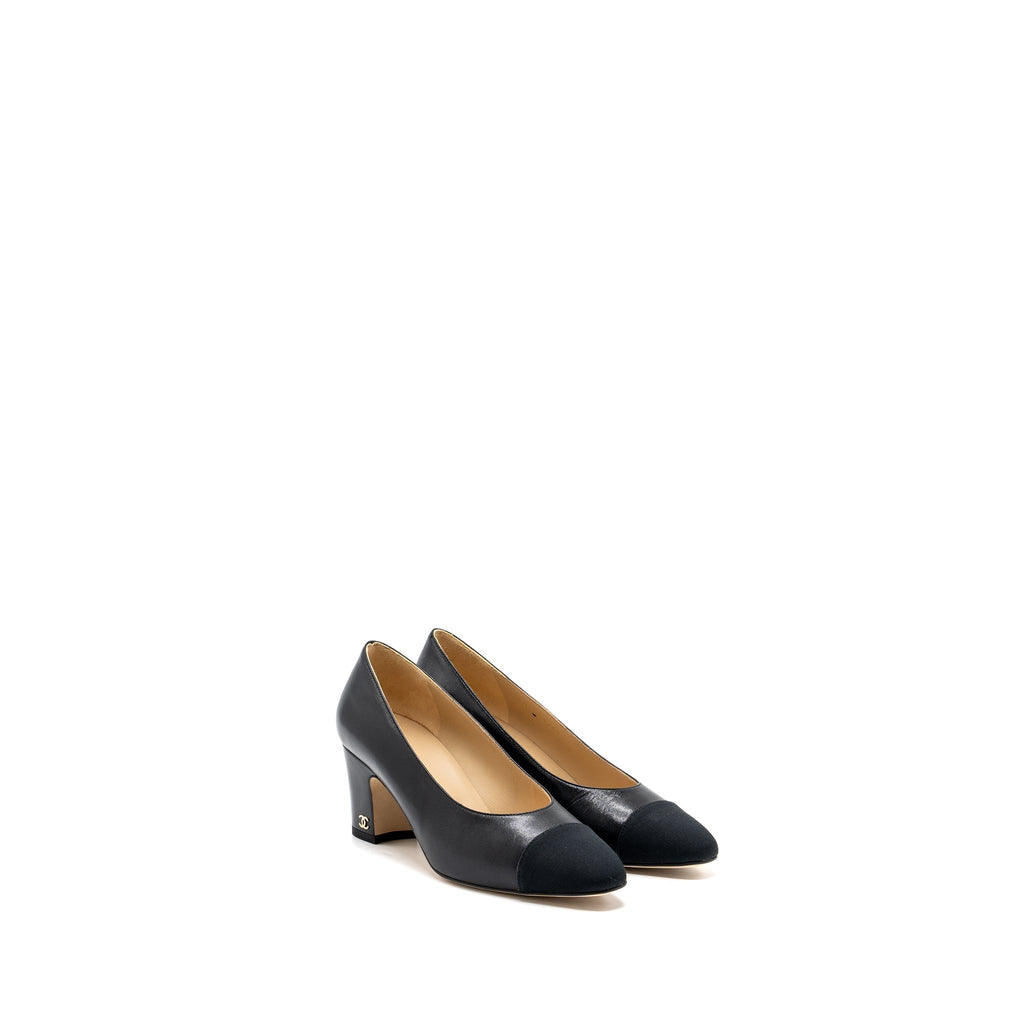 CHANEL HEELS LEATHER/ FABRIC BLACK