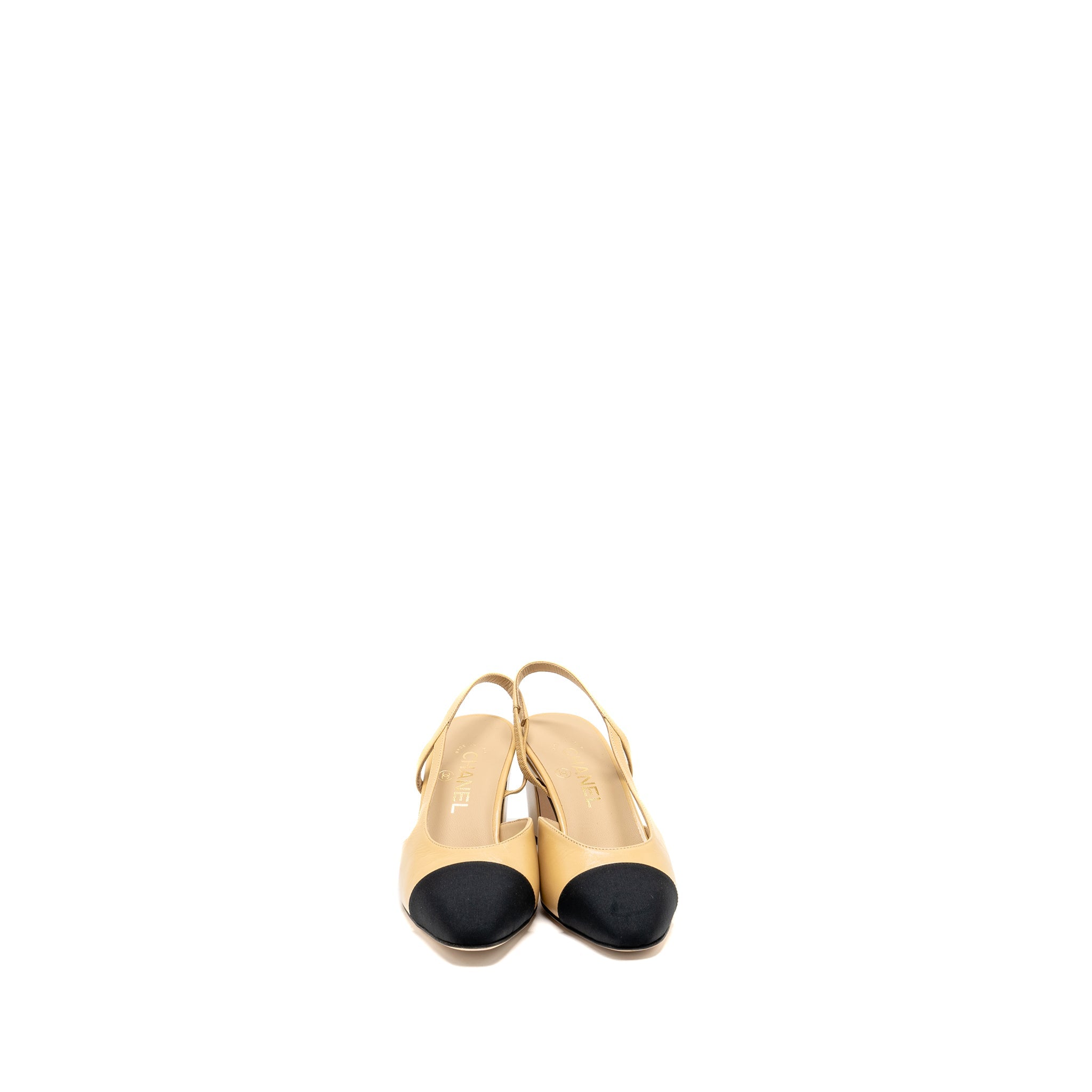 CHANEL SLING BACK BEIGE/BLACK