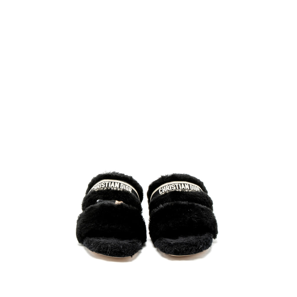 DIOR CHEZ MOI SANDALS SHEARLING BLACK