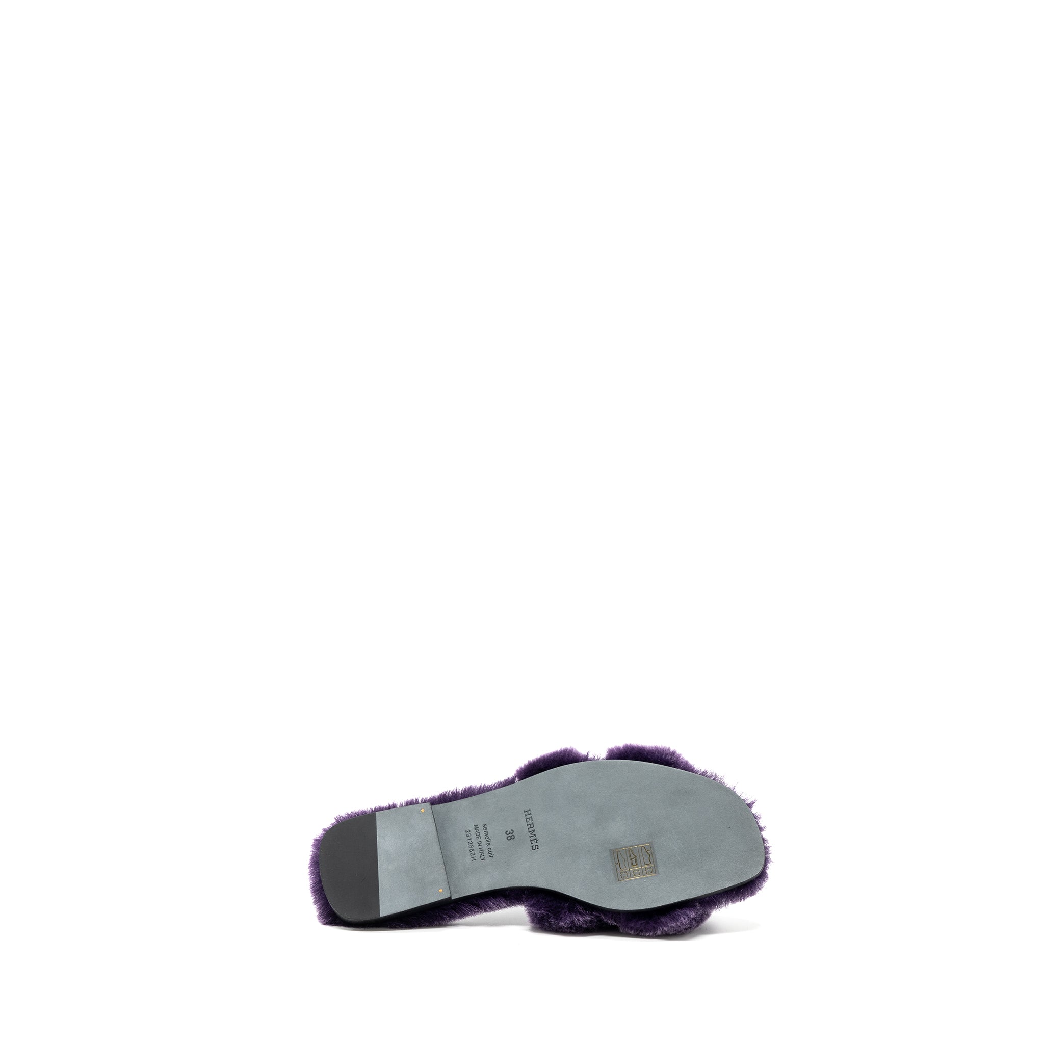 HERMES ORAN SANDAL SHEARLING PURPLE
