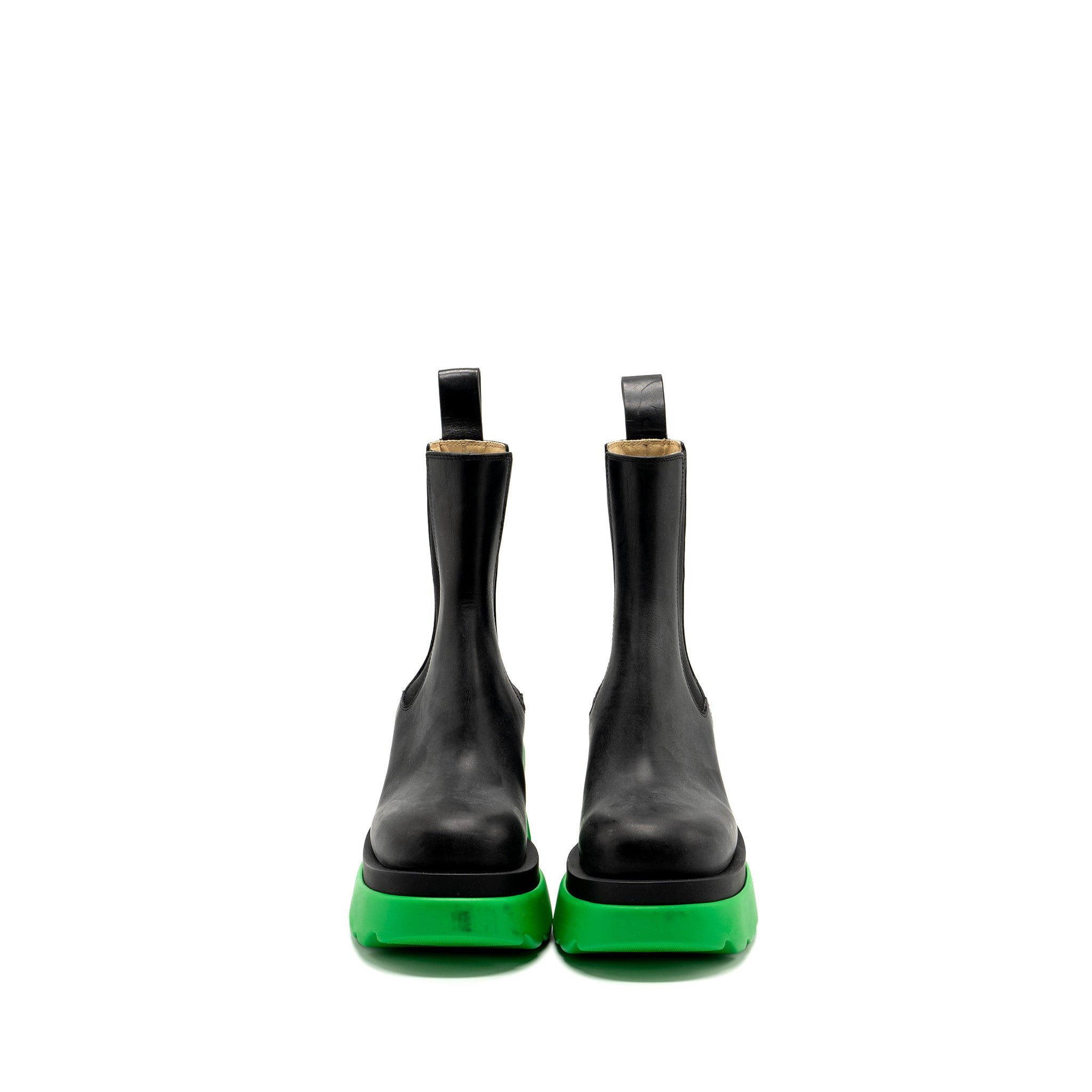 BOTTEGA VENETA FLASH ANKLE BOOTS MILITARY CALFSKIN GRASS BLACK