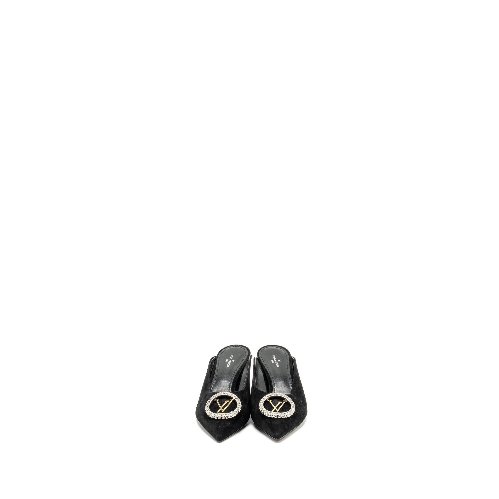 LOUIS VUITTON MADELEINE MULES SUEDE BLACK