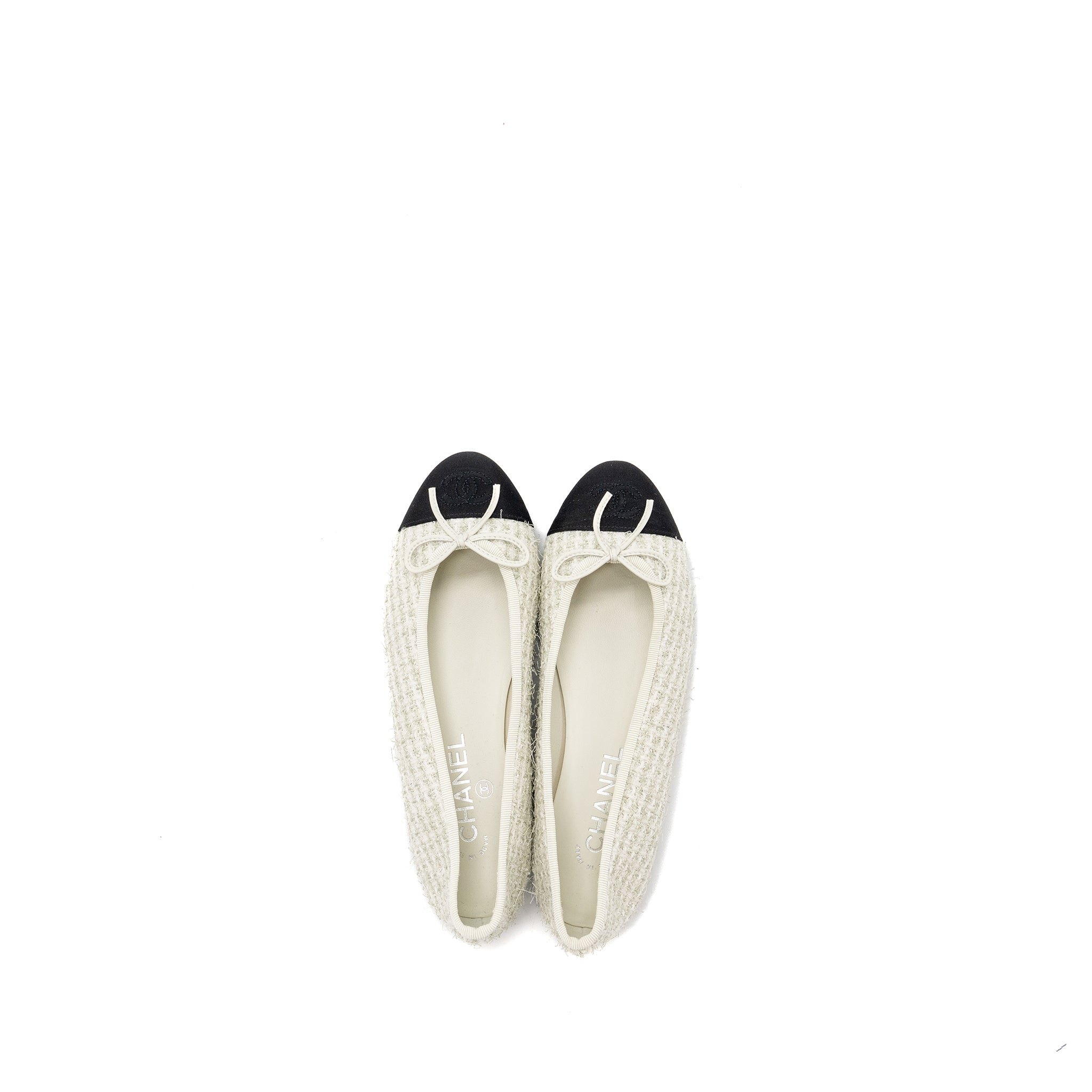 CHANEL BALLERINAS TWEED/ CANVAS BLACK/WHITE/MULTICOLUR