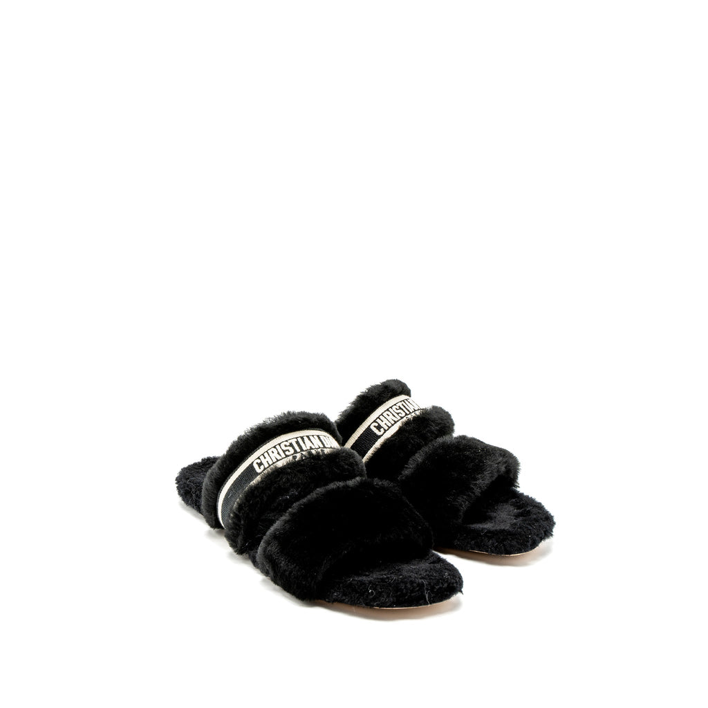 DIOR CHEZ MOI SANDALS SHEARLING BLACK