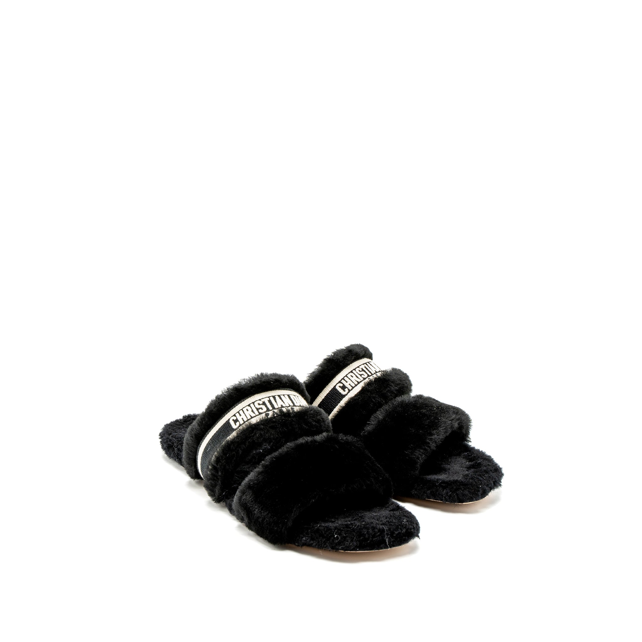 DIOR CHEZ MOI SANDALS SHEARLING BLACK