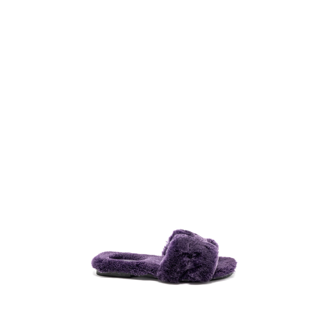 HERMES ORAN SANDAL SHEARLING PURPLE