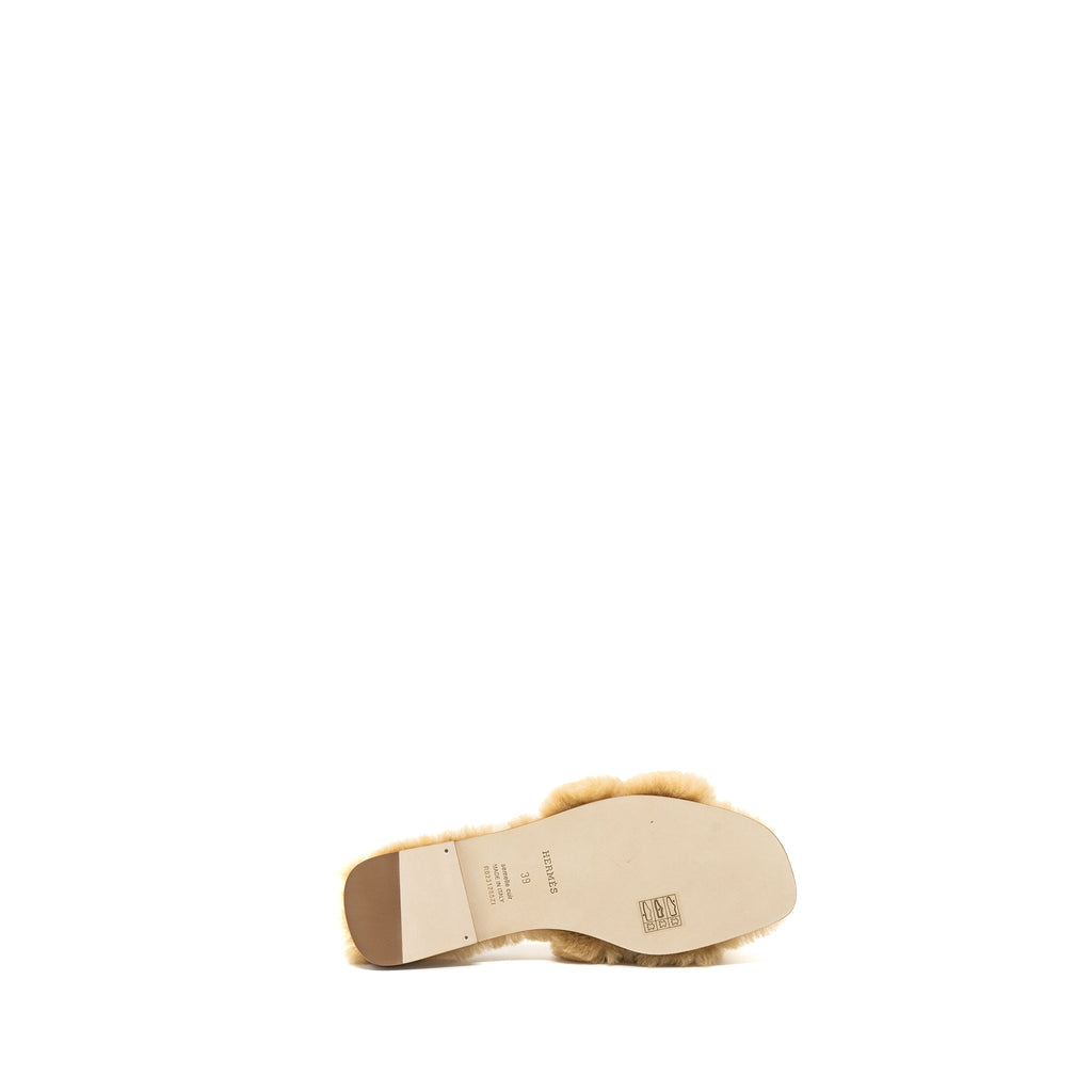 HERMES ORAN SANDALS PEAU LAINEE MER BEIGE
