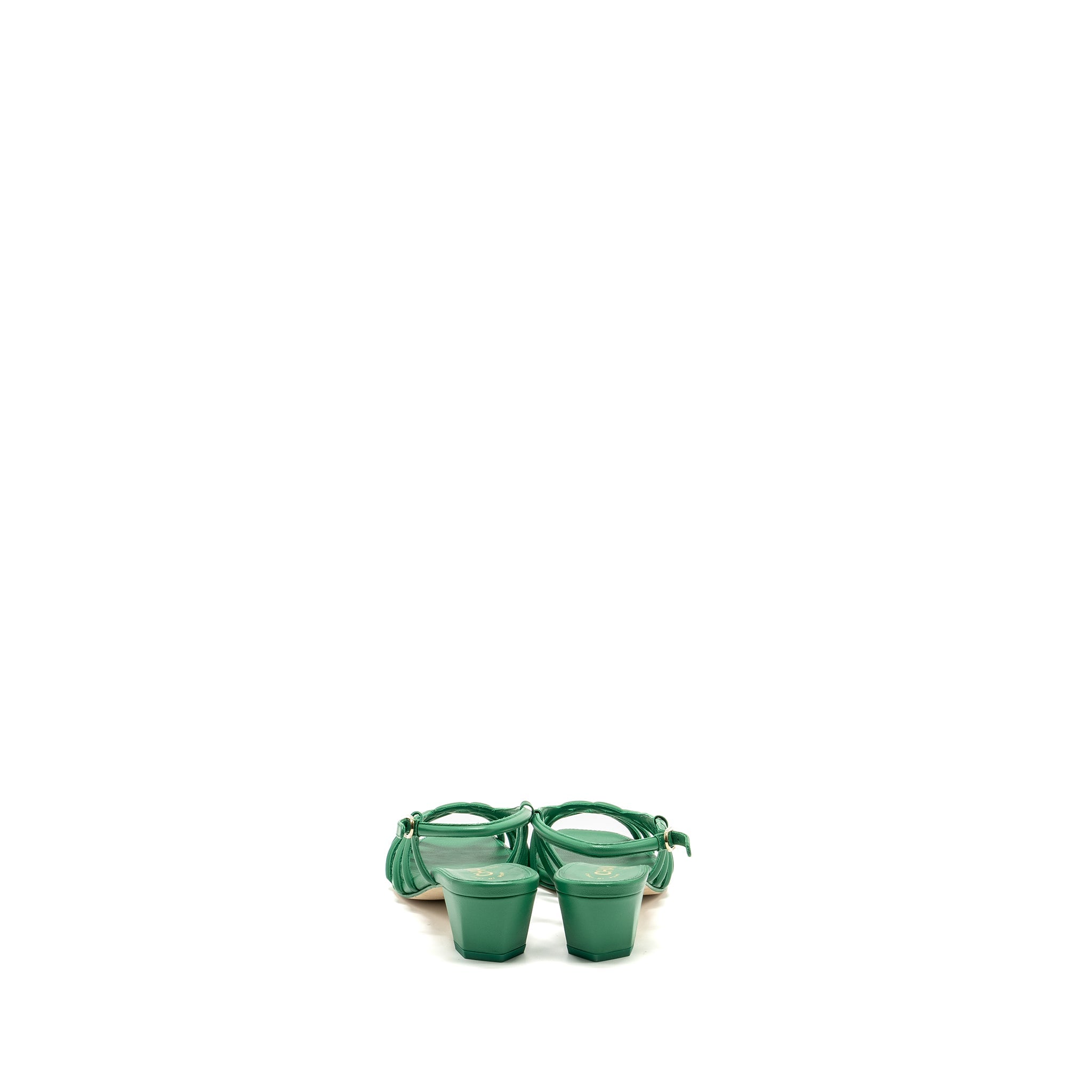 CHANEL 22B CC LOGO SANDALS LAMBSKIN GREEN SHW