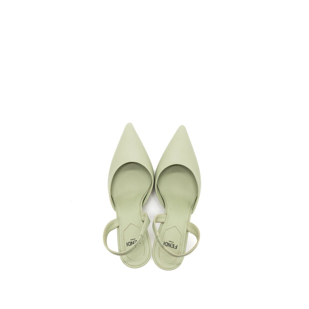 FENDI FENDI FIRST HIGH-HEELED SLINGBACKS LEATHER GREEN SHW