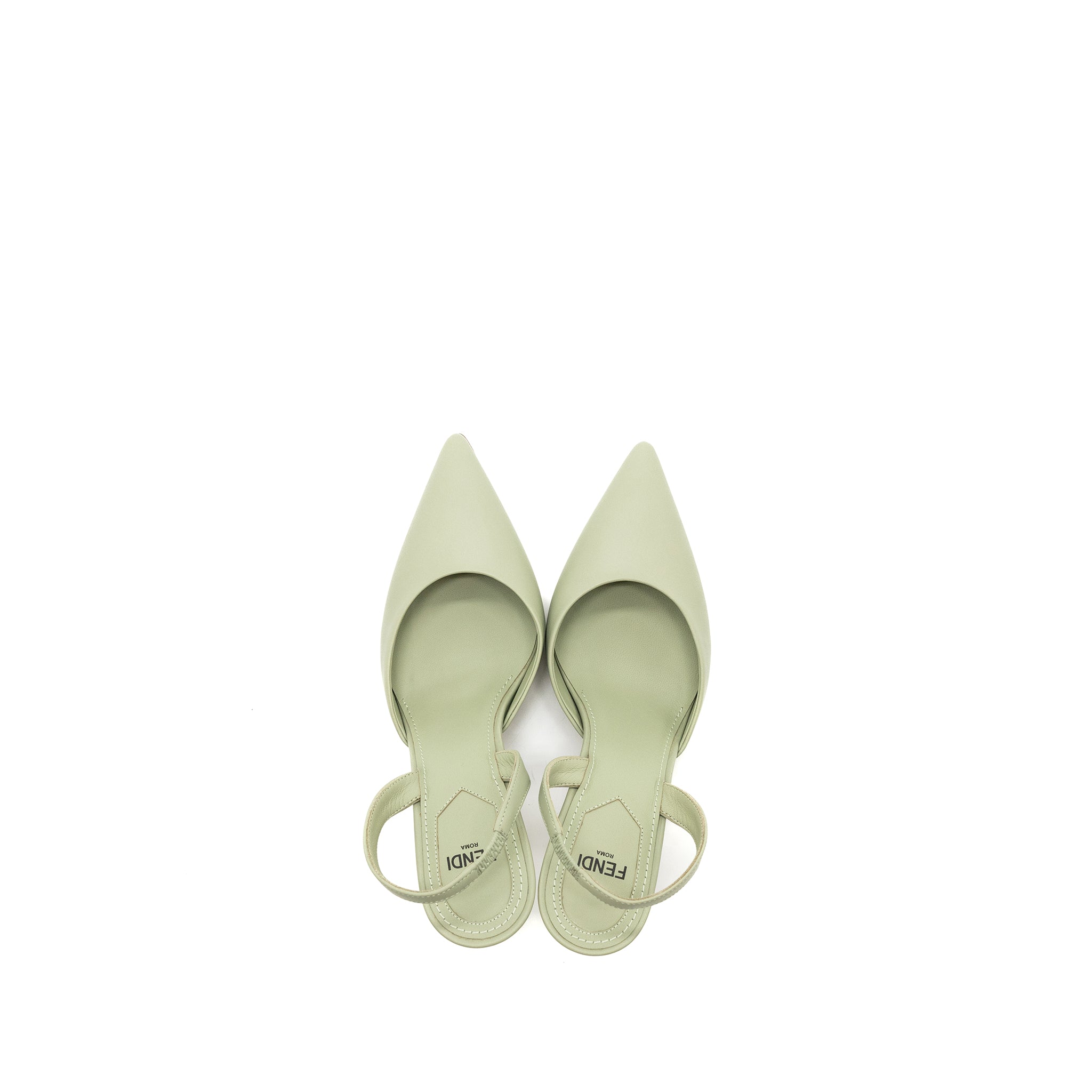 FENDI FENDI FIRST HIGH-HEELED SLINGBACKS LEATHER GREEN SHW
