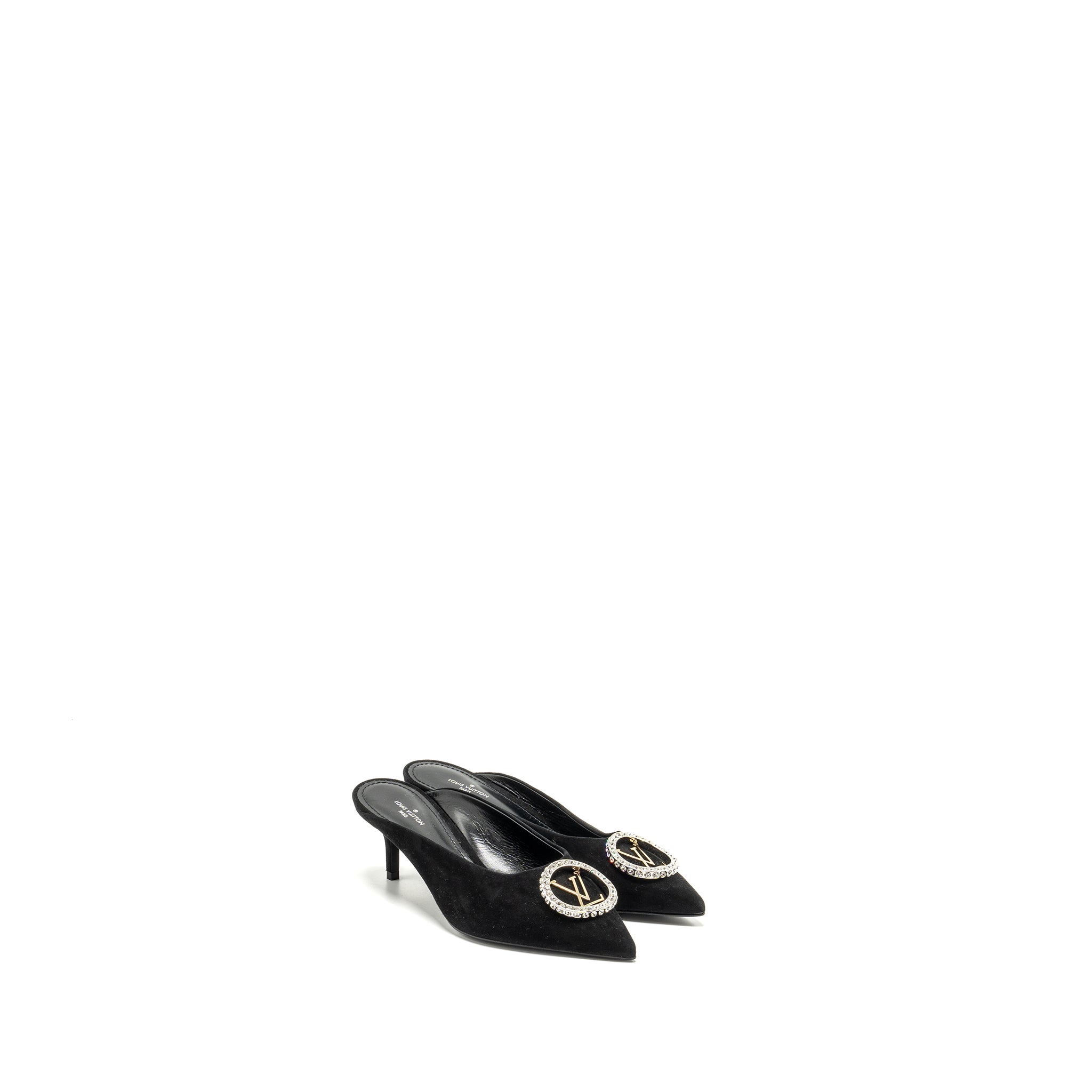 LOUIS VUITTON MADELEINE MULES SUEDE BLACK