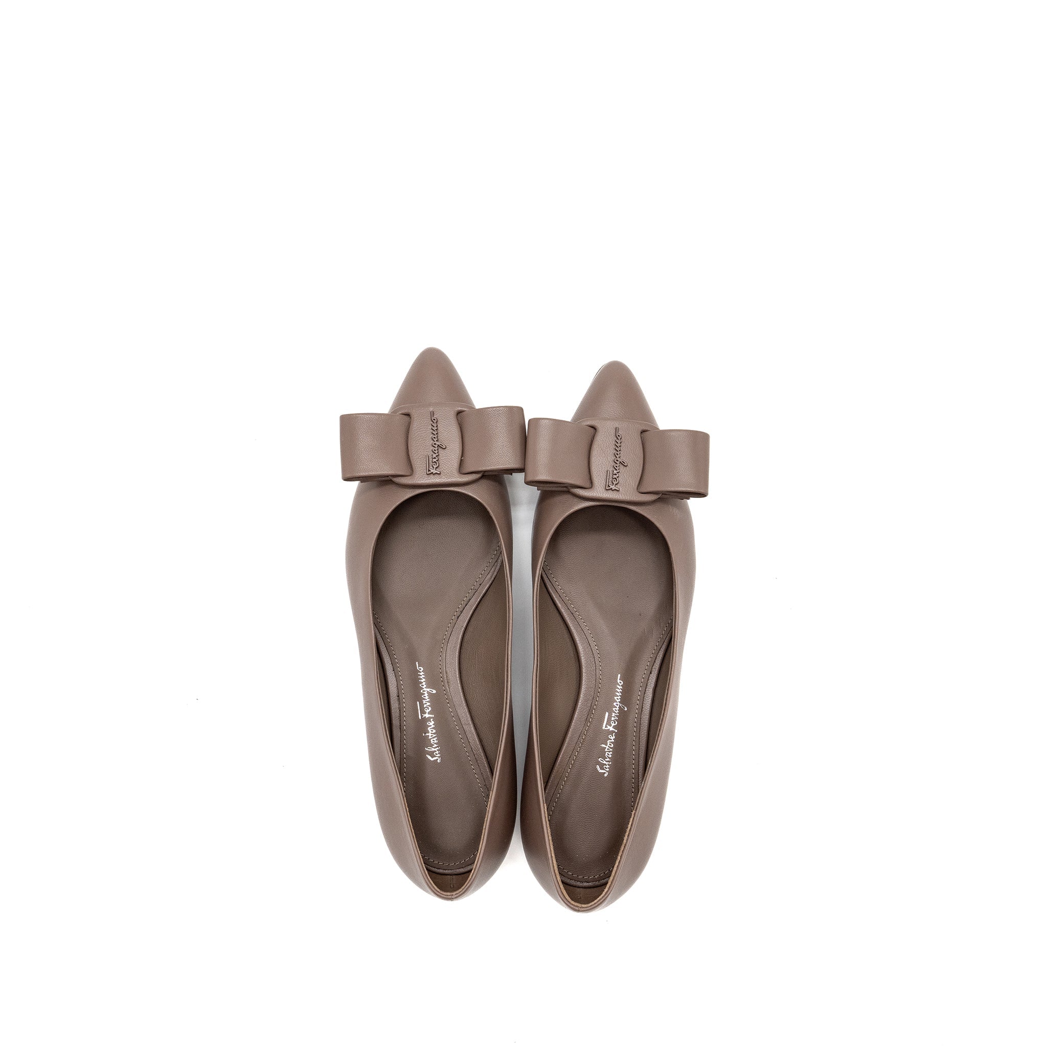 FERRAGAMO VIVA BALLERINAS NAPPA CALFSKIN GREY
