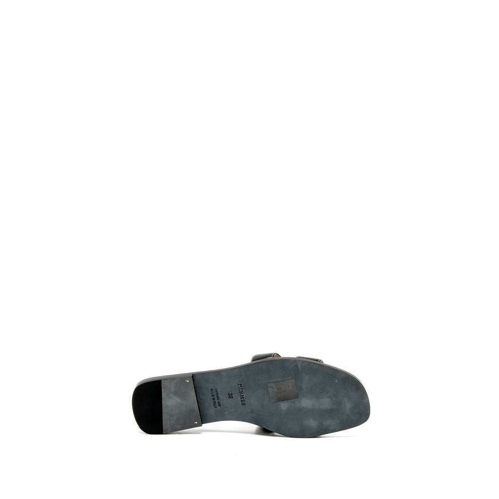 HERMES ORAN SANDAL BOX BLACK