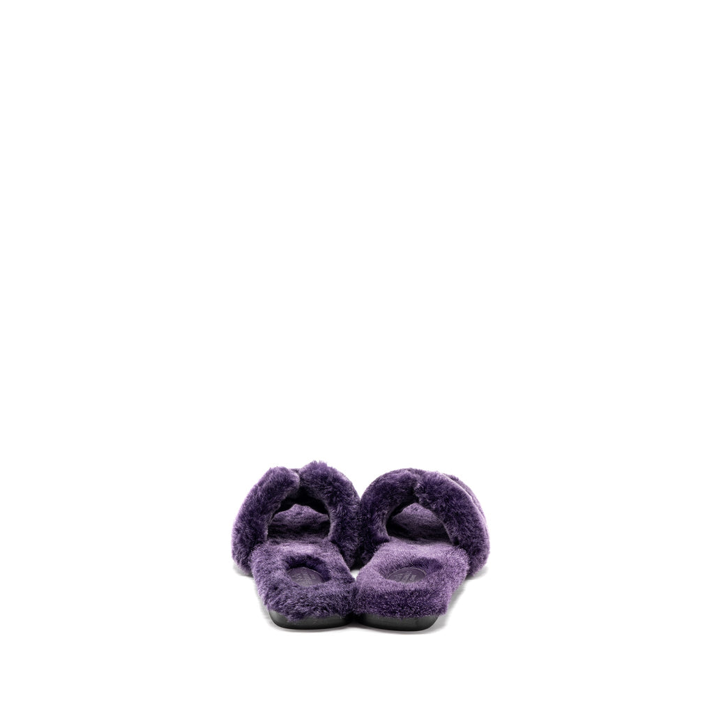 HERMES ORAN SANDAL SHEARLING PURPLE