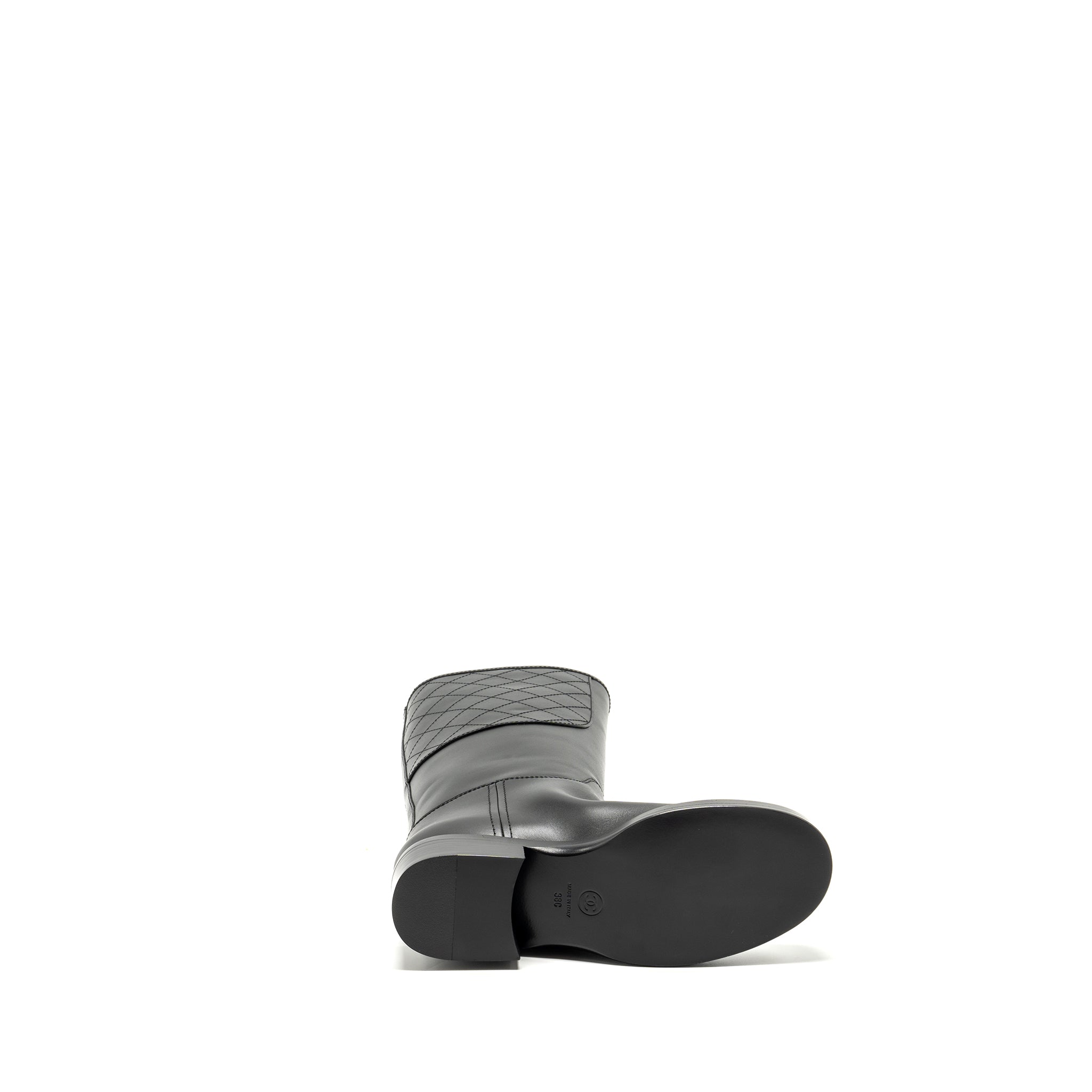 CHANEL CC LOGO HIGH BOOTS CALFSKIN BLACK