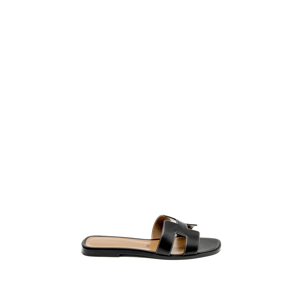 HERMES ORAN SANDAL BOX BLACK