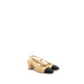 CHANEL SLINGBACK PUMPS LEATHER BEIGE / BLACK