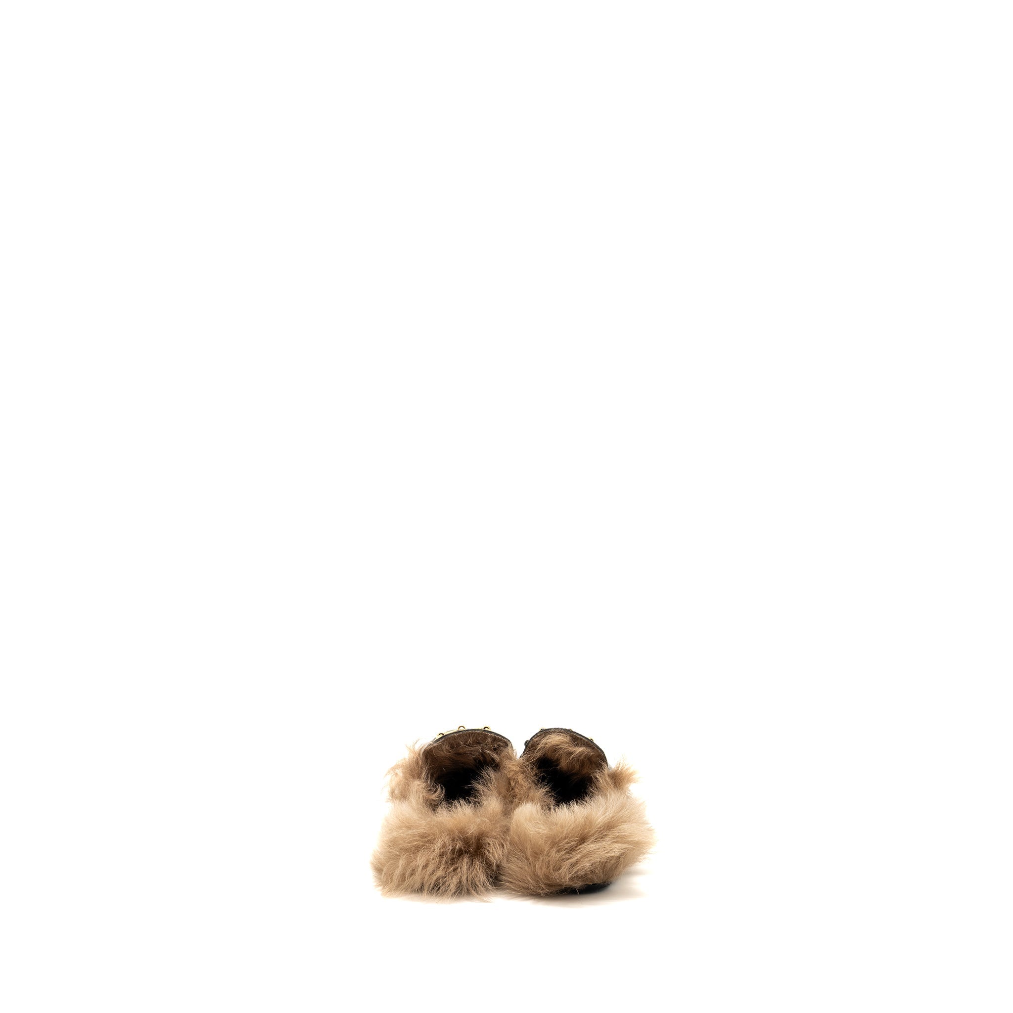 GUCCI HORSEBIT PRINCETOWN FUR SLIPPER LEATHER BLACK GHW