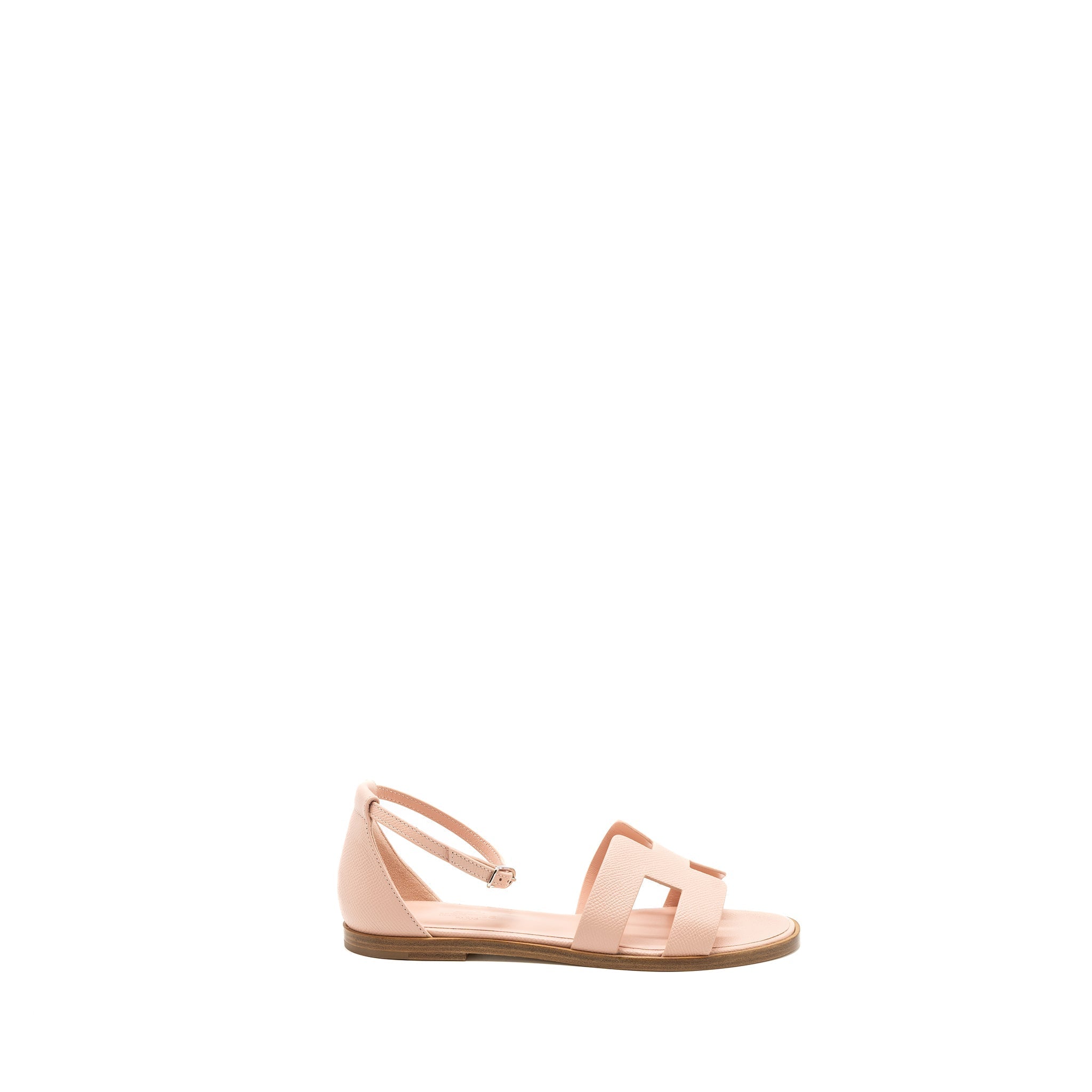 HERMES SANTORINI SANDALS EPSOM LIGHT PINK SHW