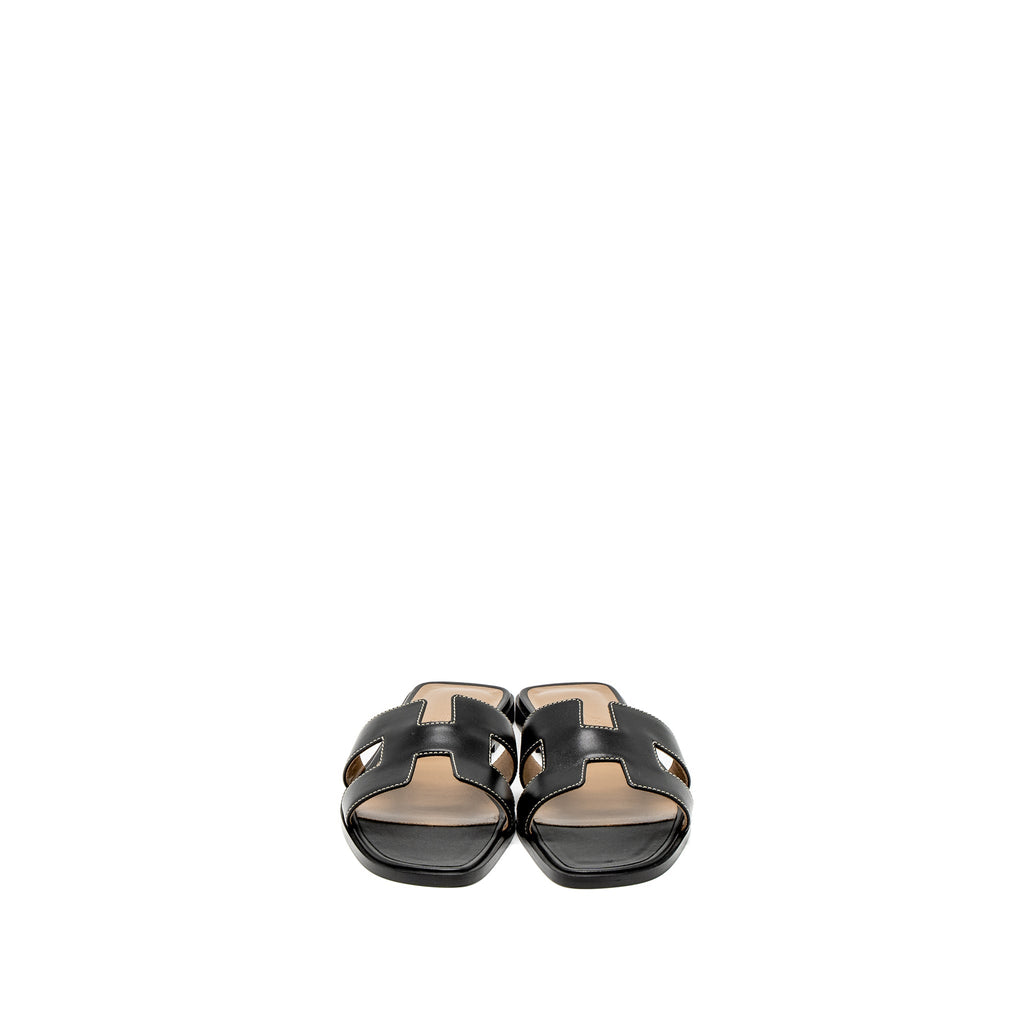 HERMES ORAN SANDAL BOX BLACK