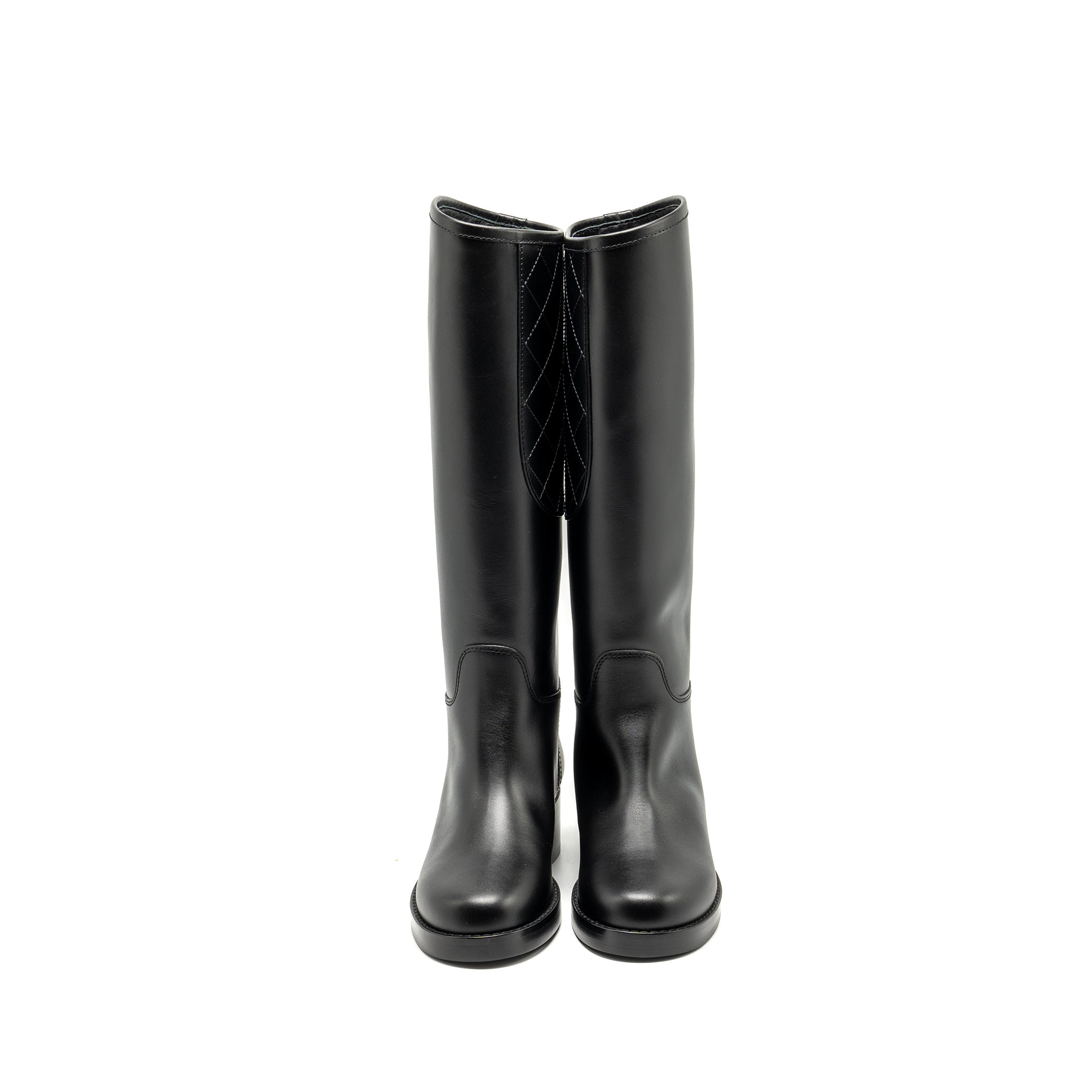 CHANEL CC LOGO HIGH BOOTS CALFSKIN BLACK