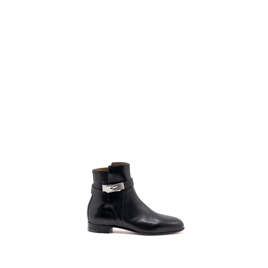 HERMES NEO ANKLE BOOTS WITH KELLY BUCKLE CALFSKIN BLACK SHW