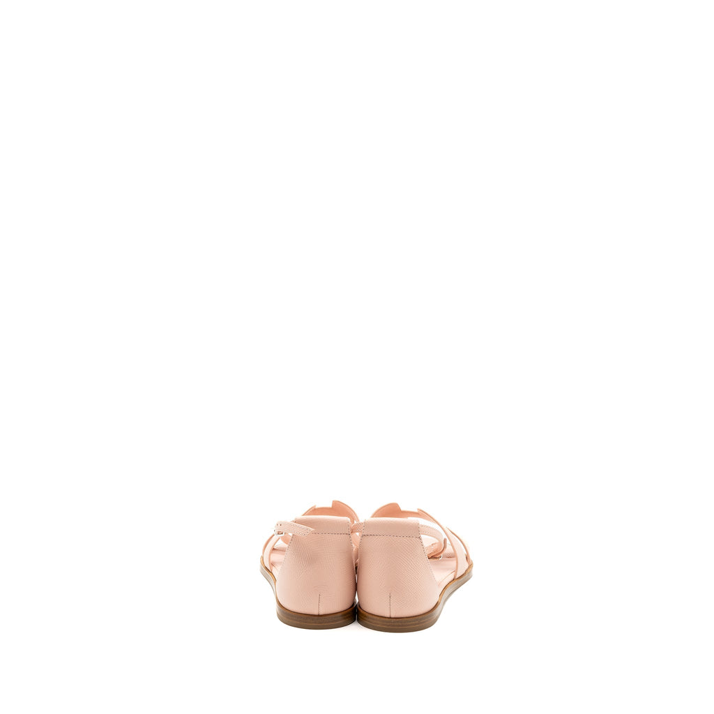 HERMES SANTORINI SANDALS EPSOM LIGHT PINK SHW