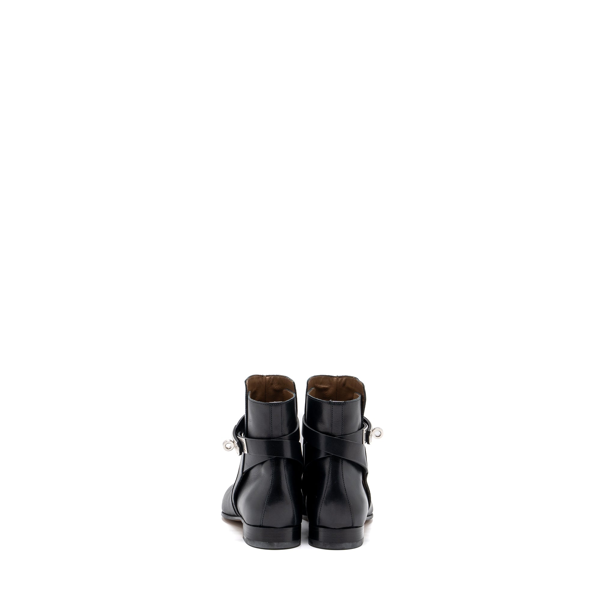 HERMES NEO ANKLE BOOTS WITH KELLY BUCKLE CALFSKIN BLACK SHW