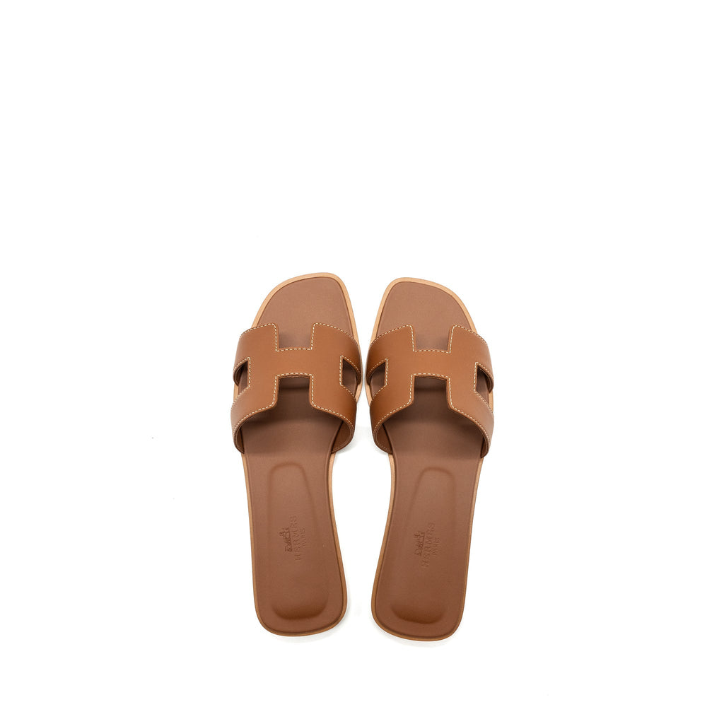 HERMES ORAN SANDALS CALFSKIN GOLD