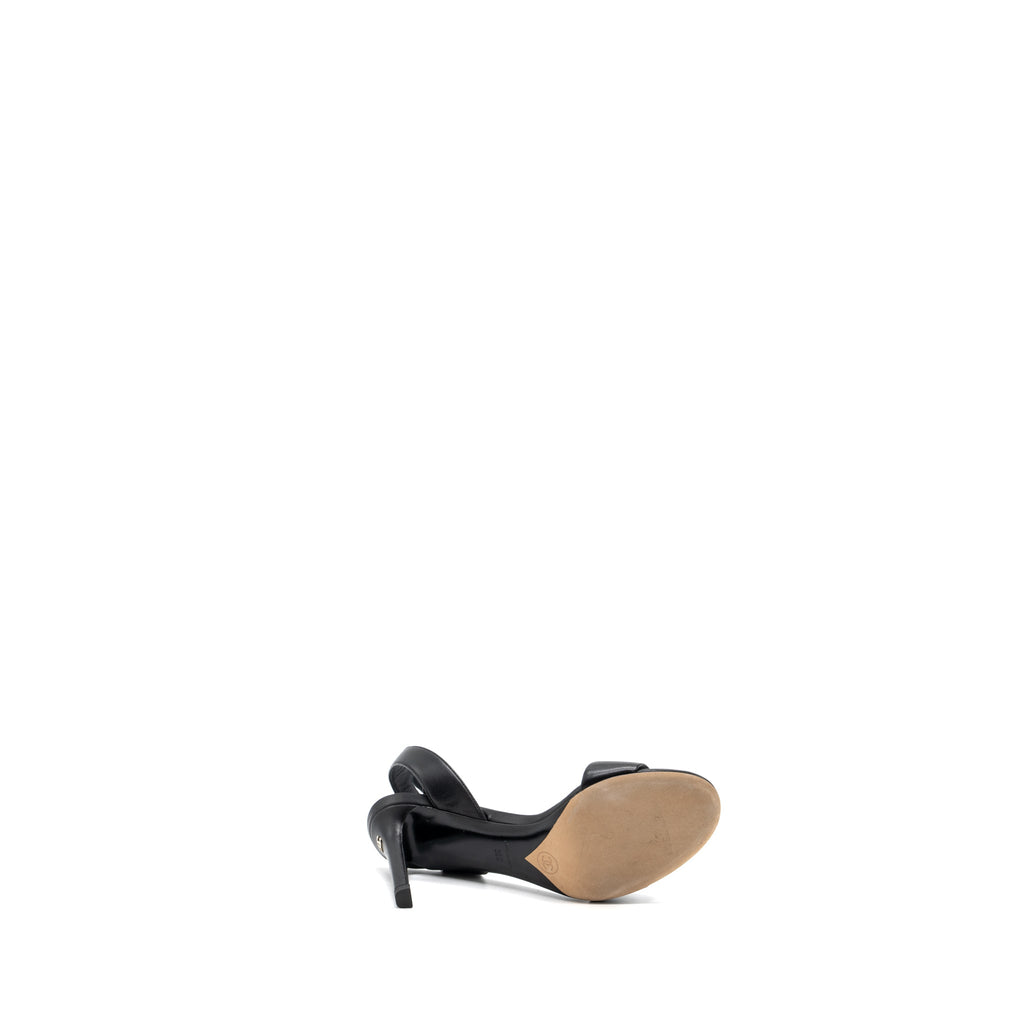 CHANEL HEEL SANDALS LEATHER BLACK