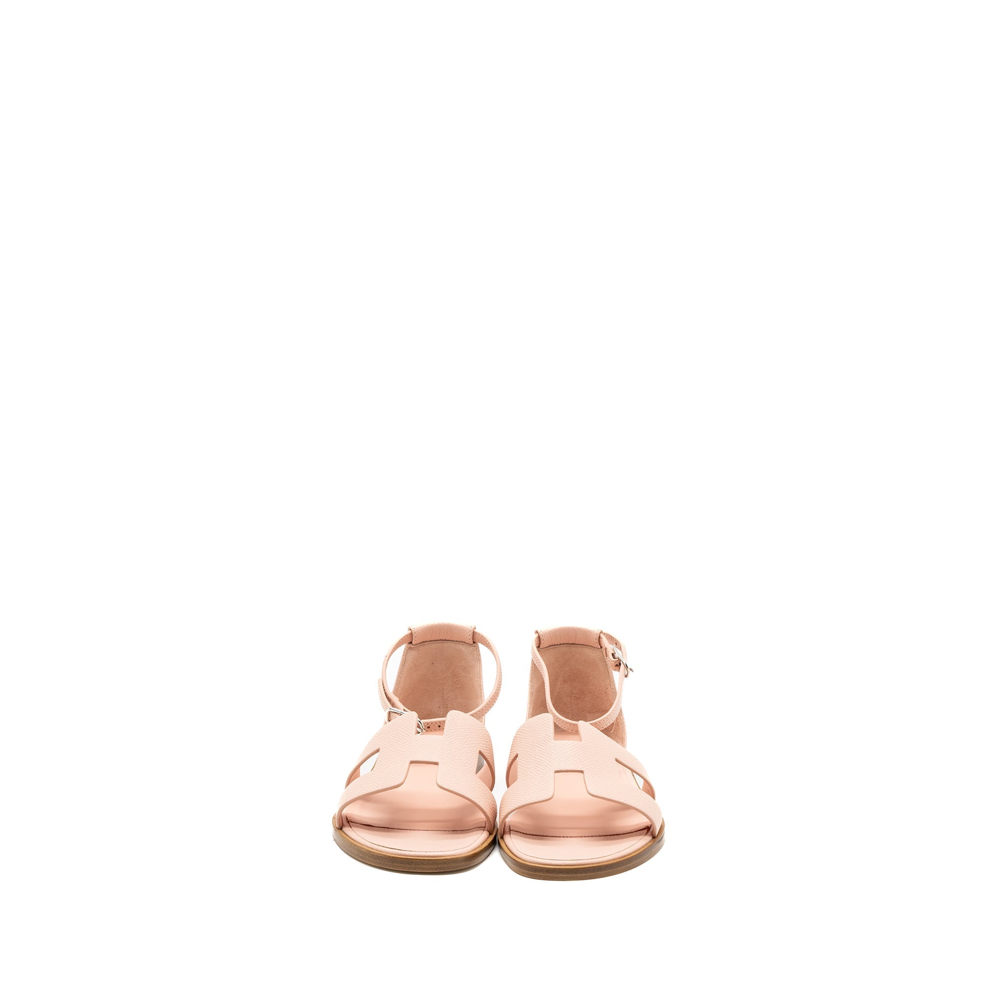 HERMES SANTORINI SANDALS EPSOM LIGHT PINK SHW