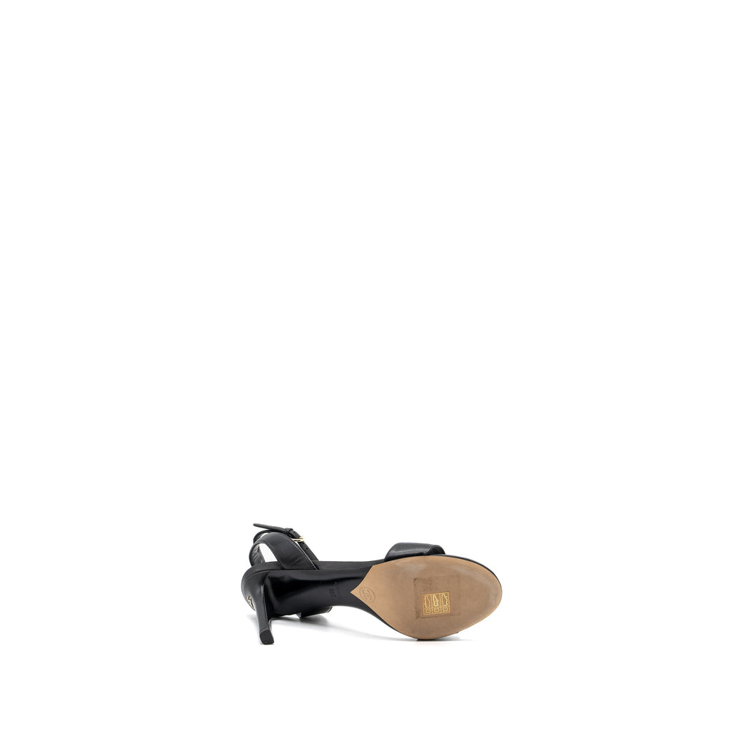 CHANEL HEEL SANDALS LEATHER BLACK