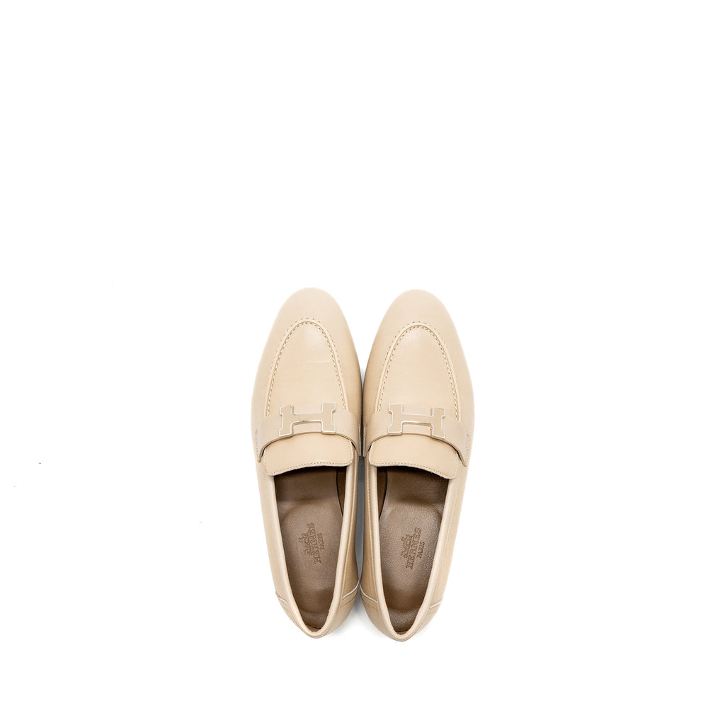 HERMES MOCASSINGS FEMME PAIRS LOAFER CHÈVRE BLANC GOMME SHW