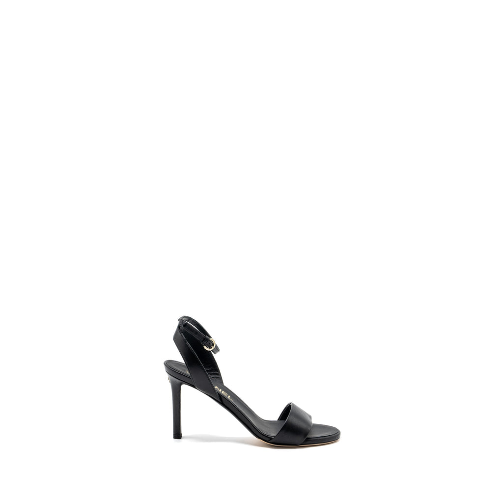 CHANEL HEEL SANDALS LEATHER BLACK