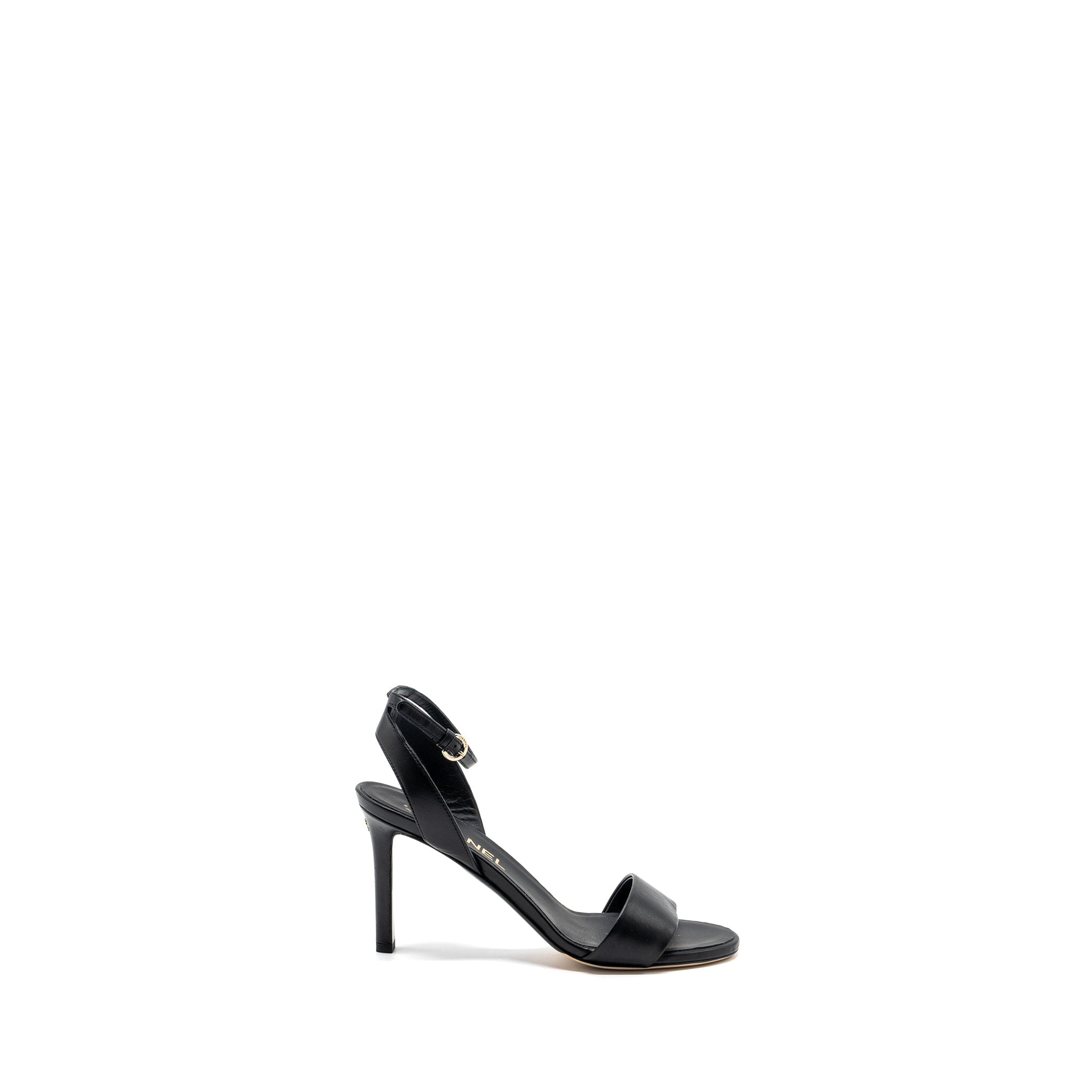 CHANEL HEEL SANDALS LEATHER BLACK