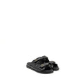 CHANEL CC LOGO DAD SANDALS LEATHER BLACK LIGHT GOLD TONE