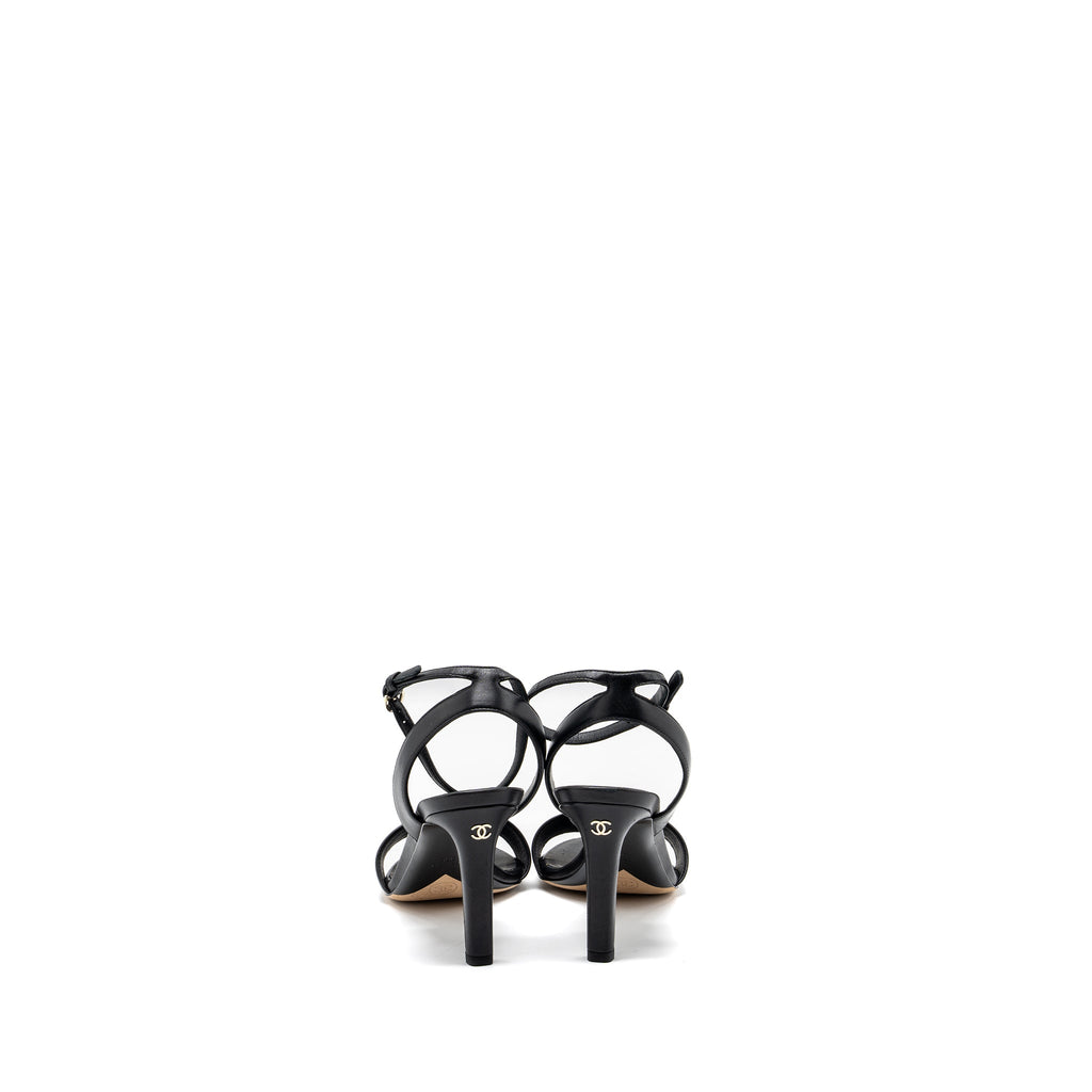 CHANEL HEEL SANDALS LEATHER BLACK