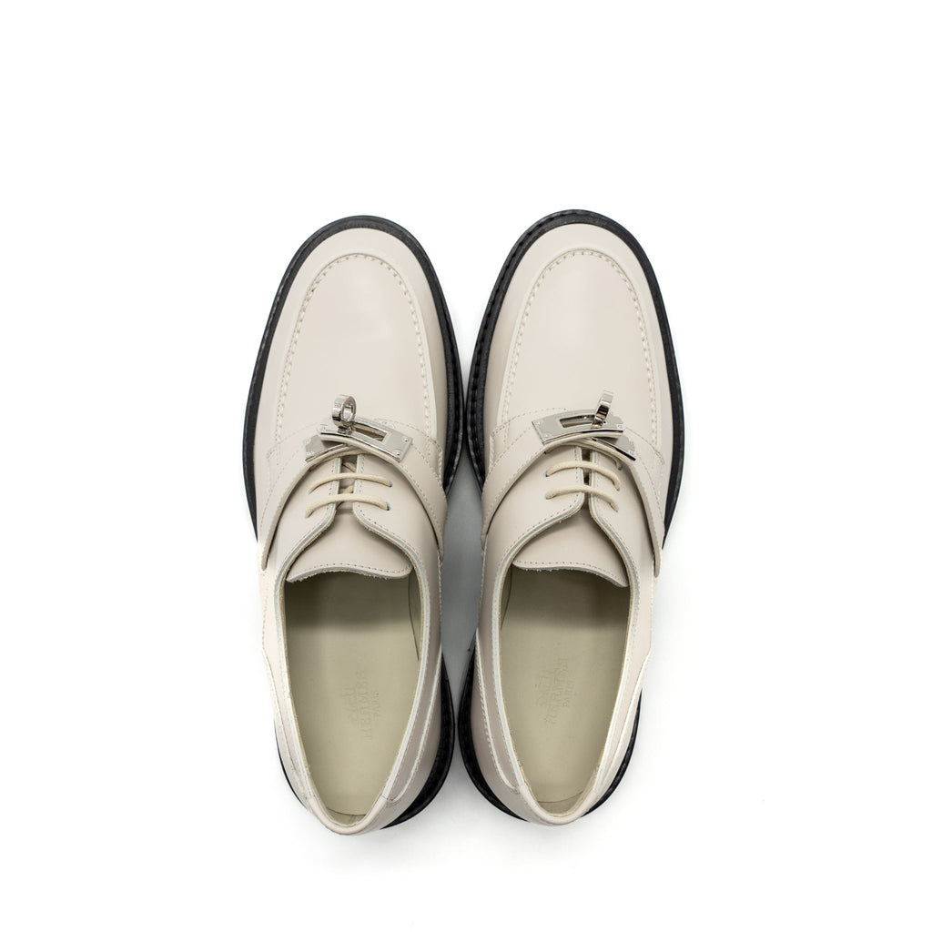HERMES FIRST DERBY OXFORD LOAFER CALFSKIN BEIGE GLAISE SHW
