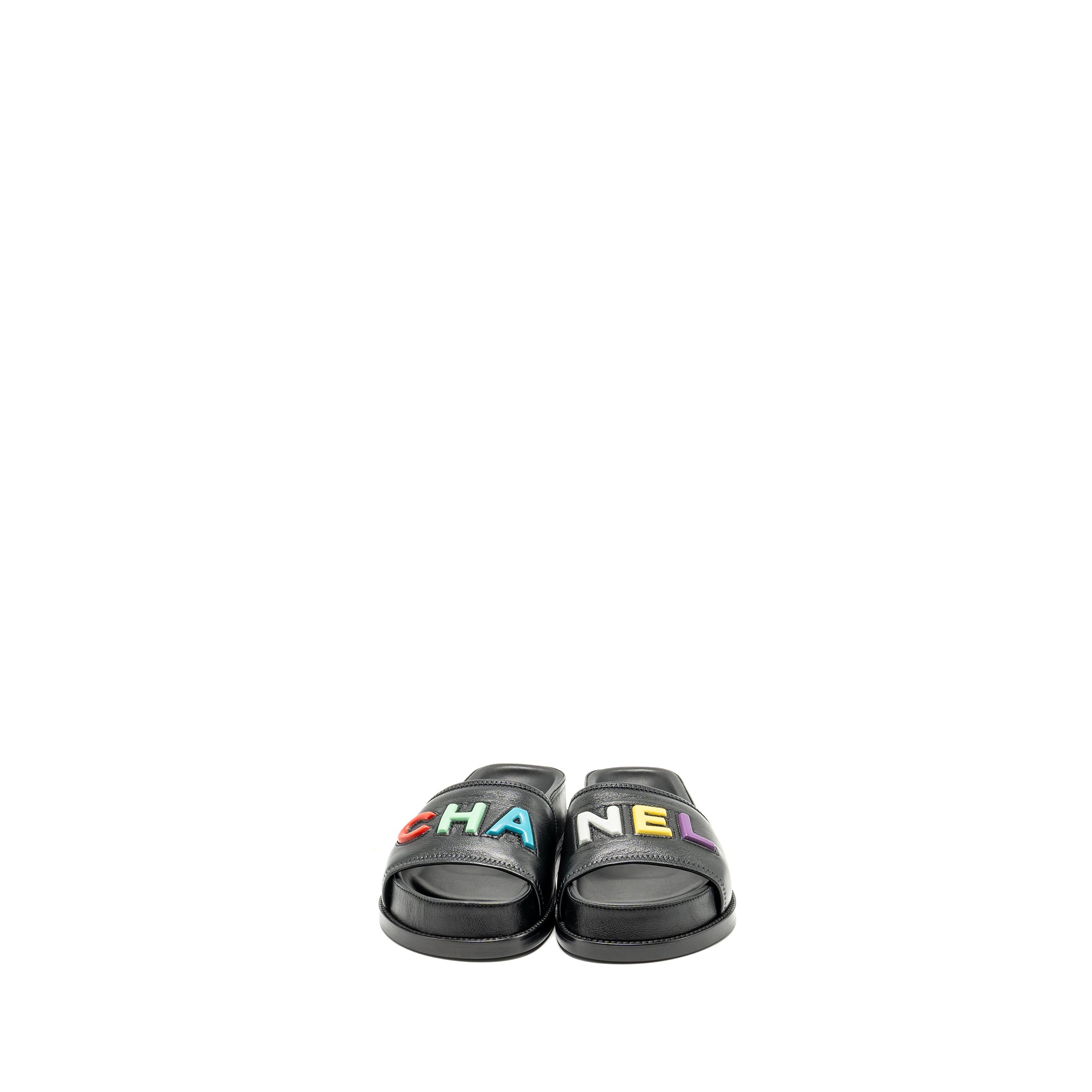 CHANEL 22S SANDALS/MULES LAMBSKIN BLACK MULTICOLOUR