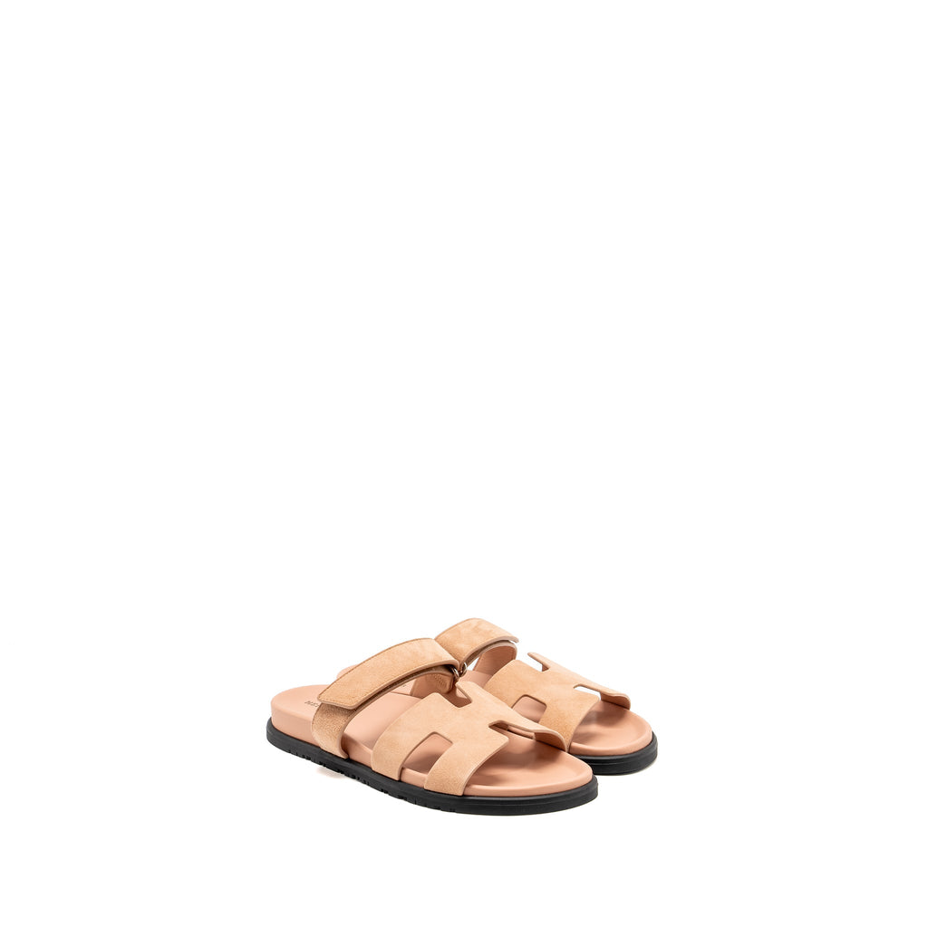 HERMES CHYPRE SANDALS CHÈVRE GOATSKIN/ SUEDE NUDE