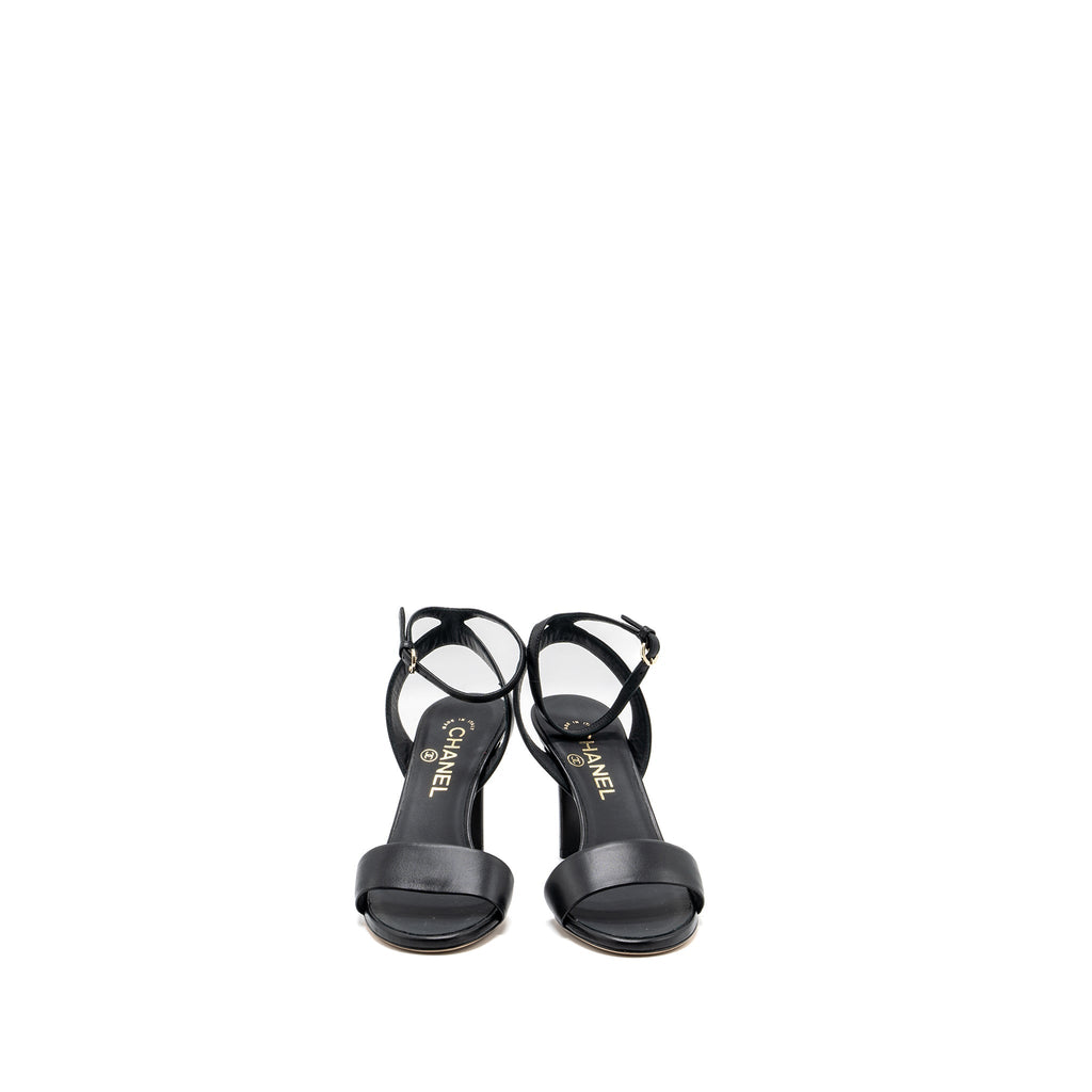 CHANEL HEEL SANDALS LEATHER BLACK